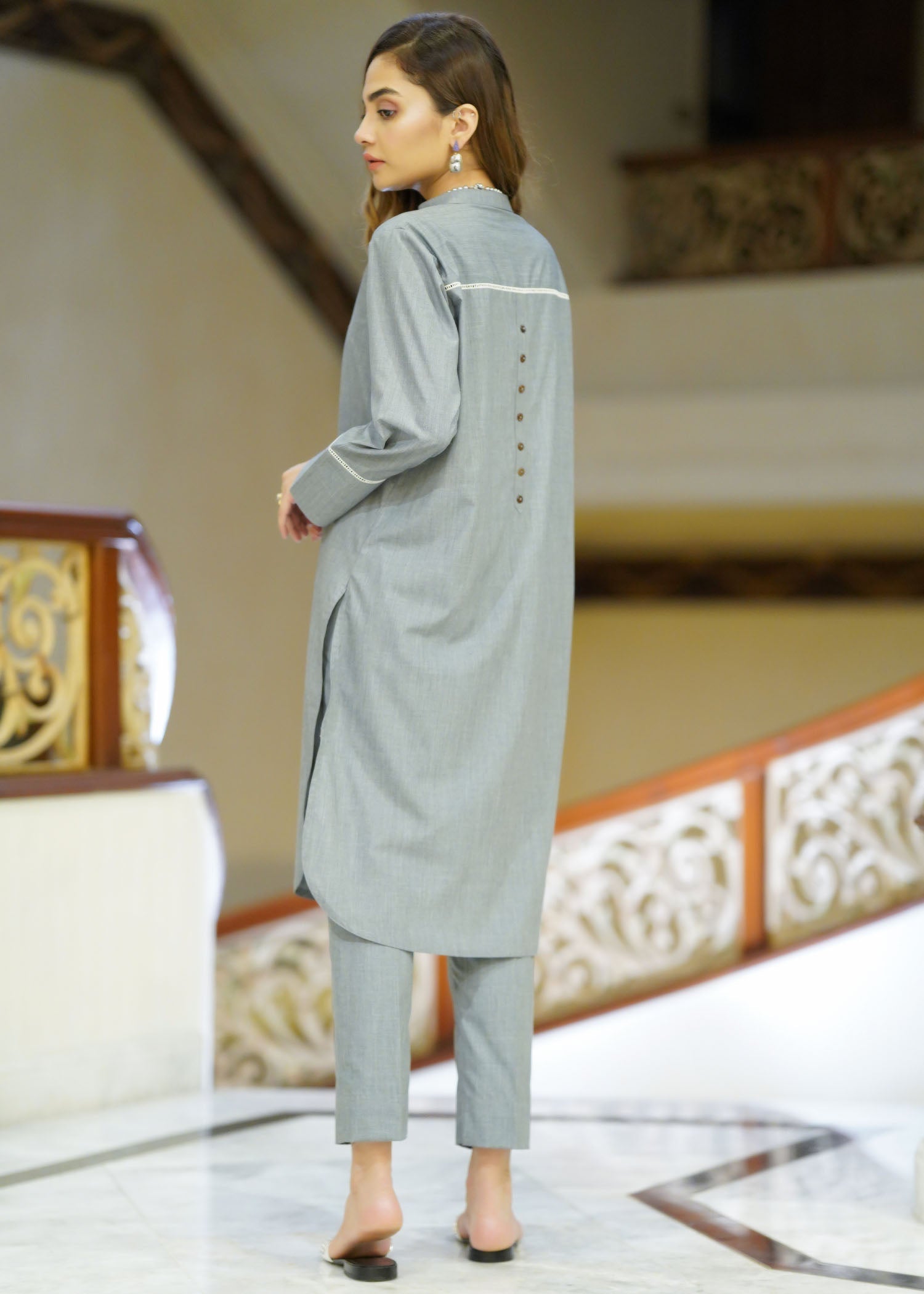viscose Kurta Set in Grey