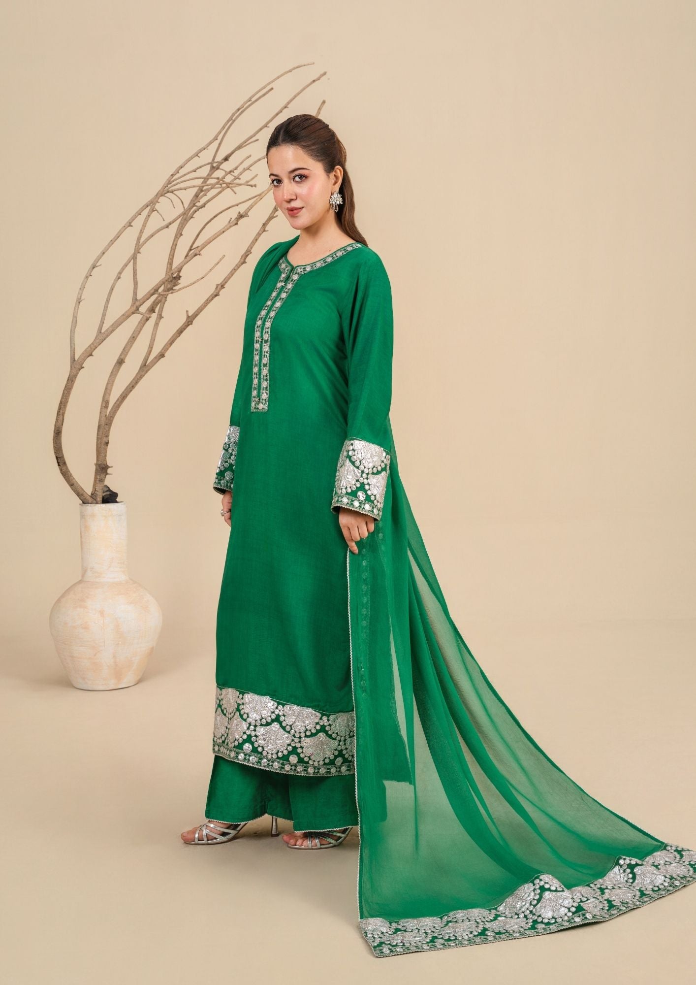 viscose thai silk Kurta Set in Sea green