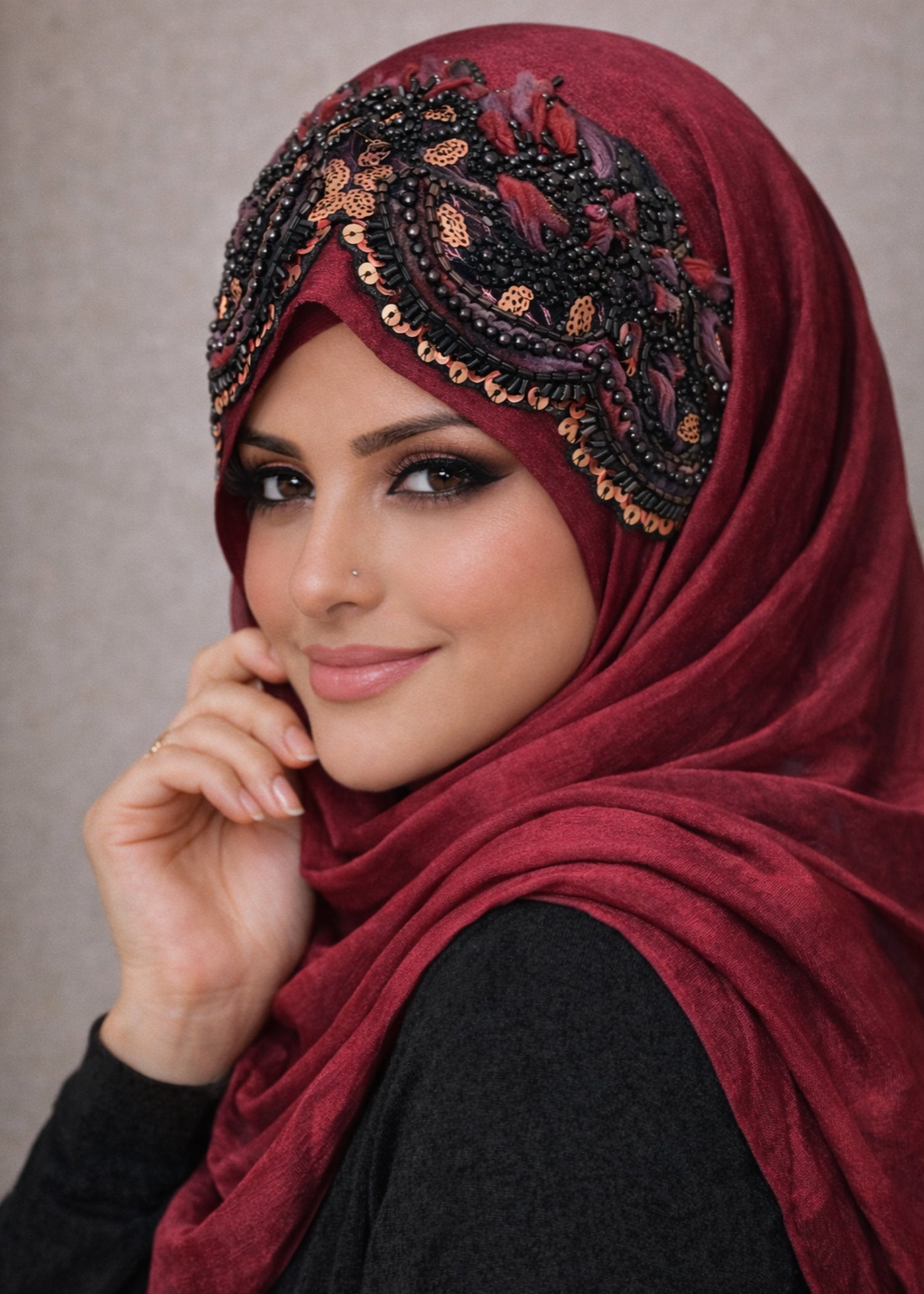 georgette Hijab in Berry red