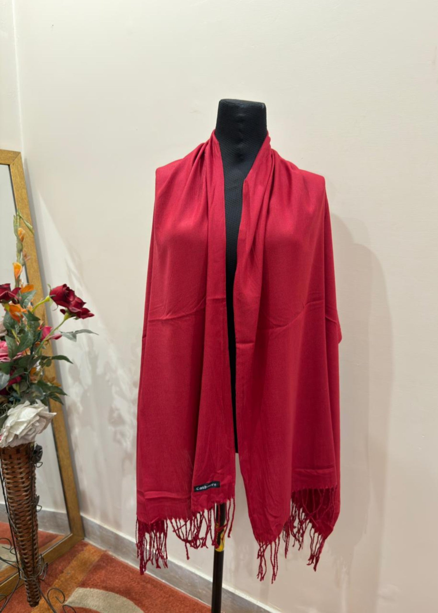 cashmere wool Hijab in Crimson