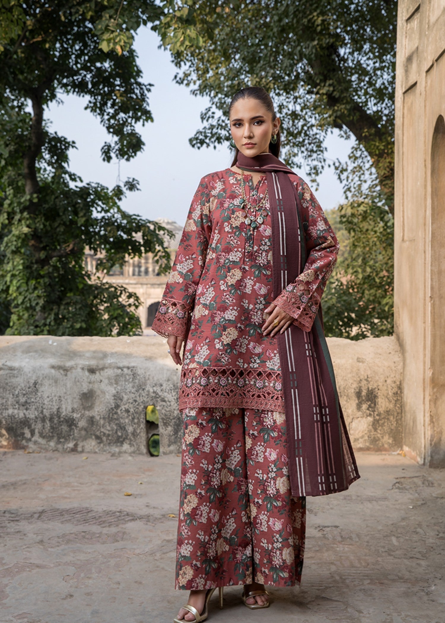 khaddar Kurta Set in Brown