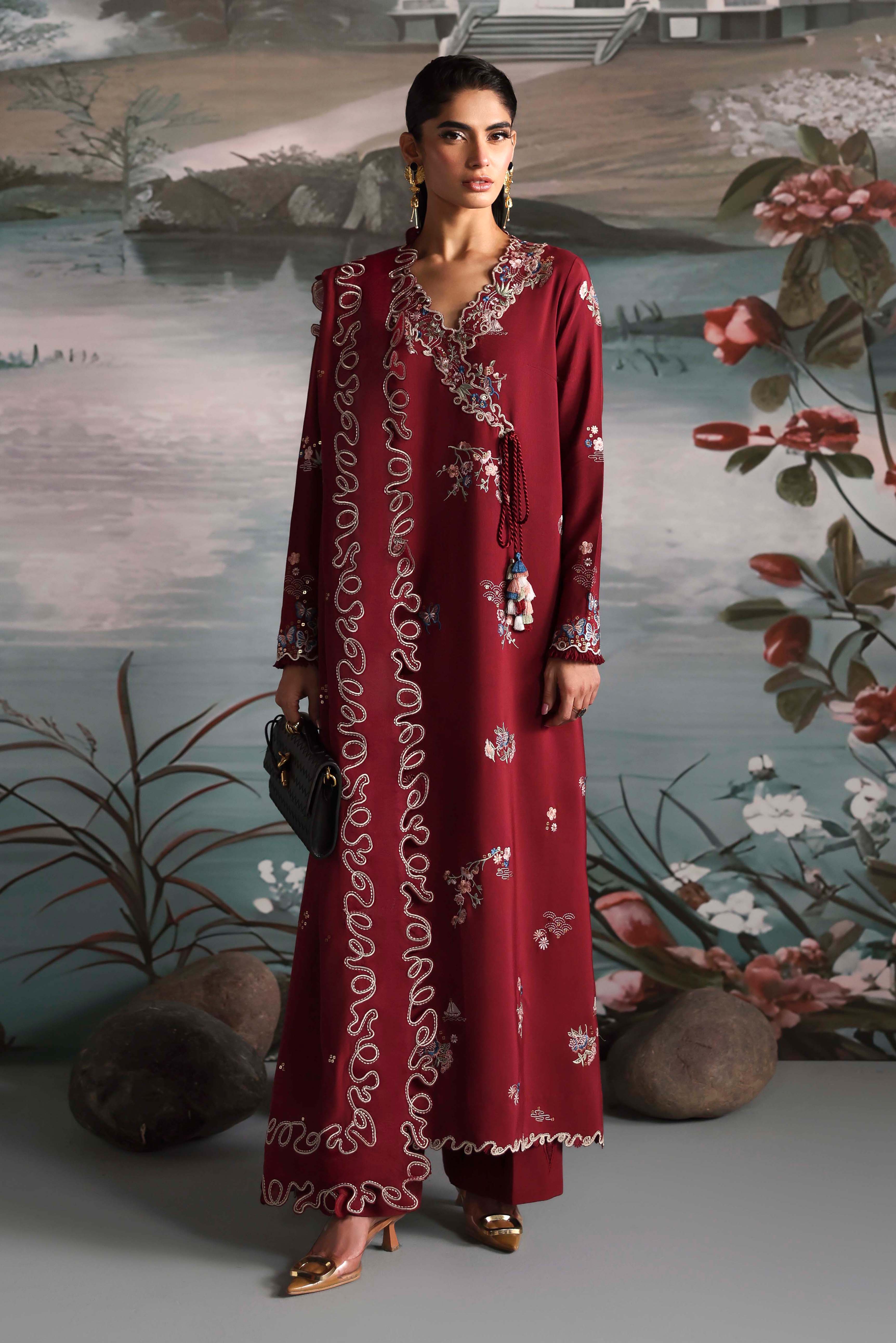 silk Angrakha in Red