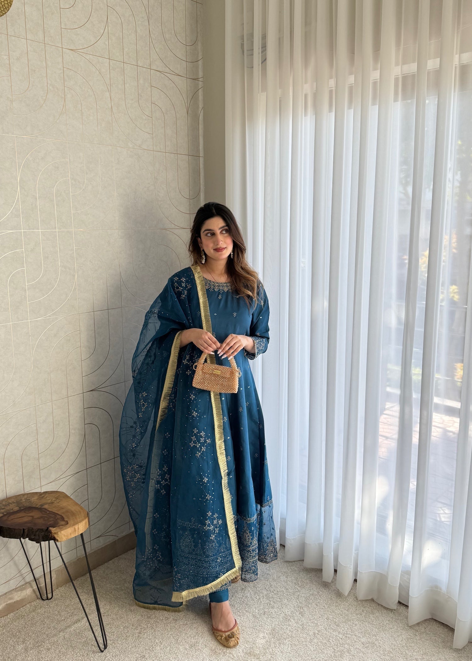 kattan silk Maxi in Teal