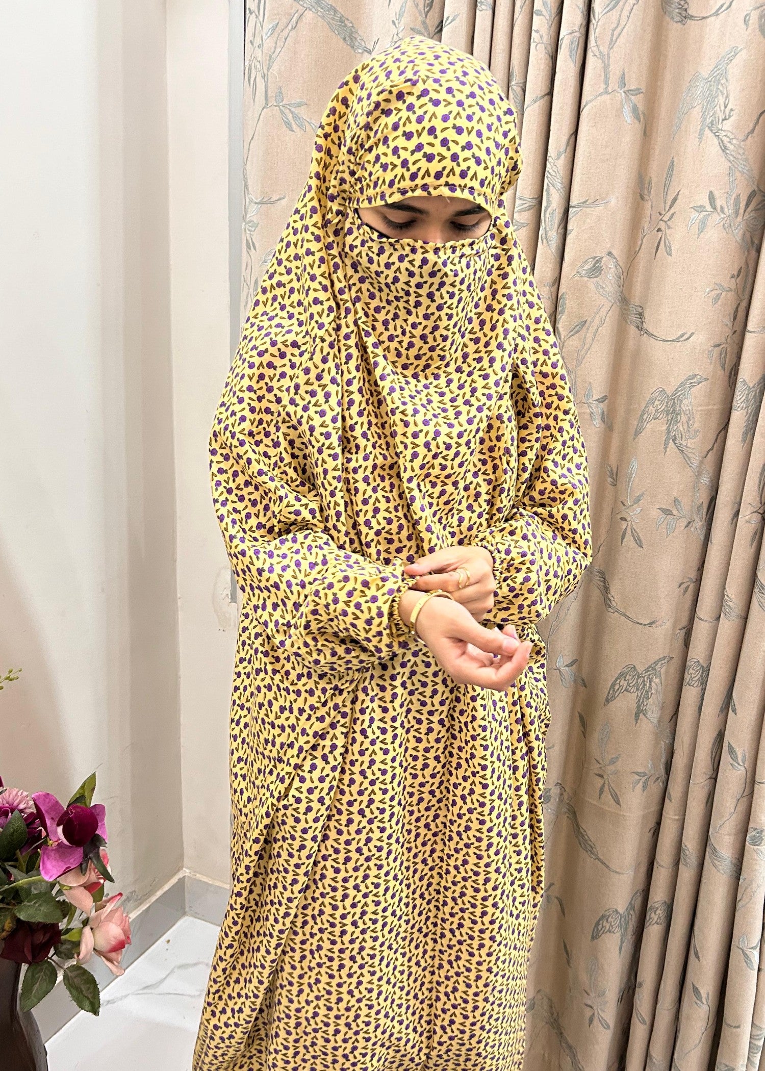 cotton linen Chaddar in Yellow