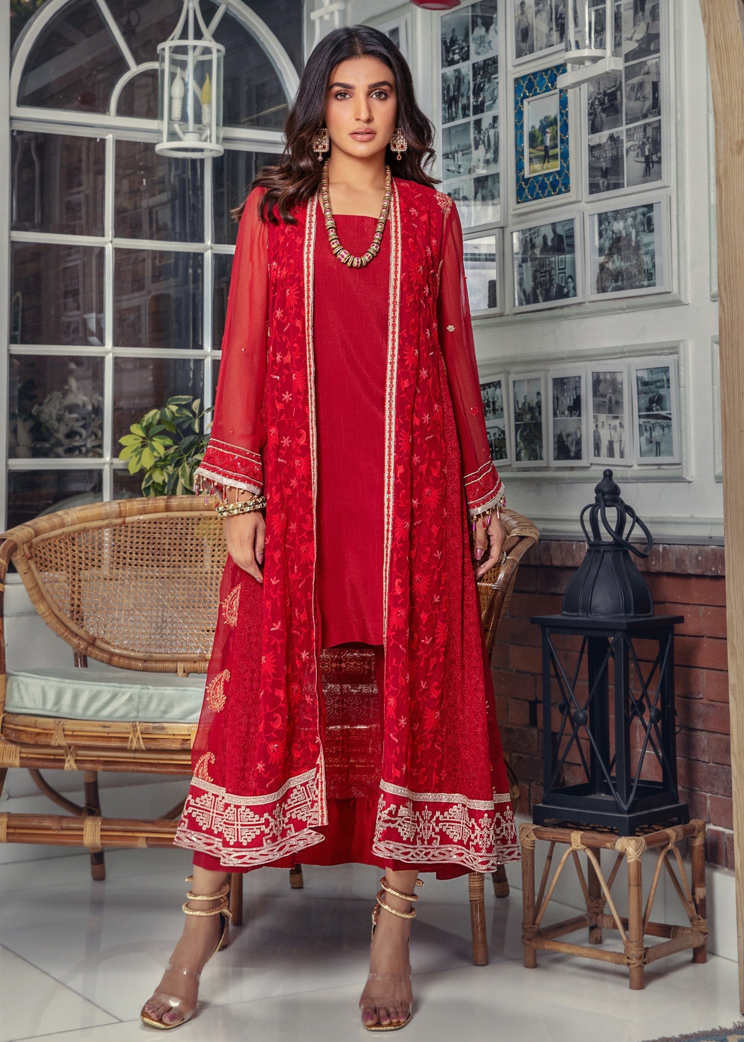 chiffon Gown in Red