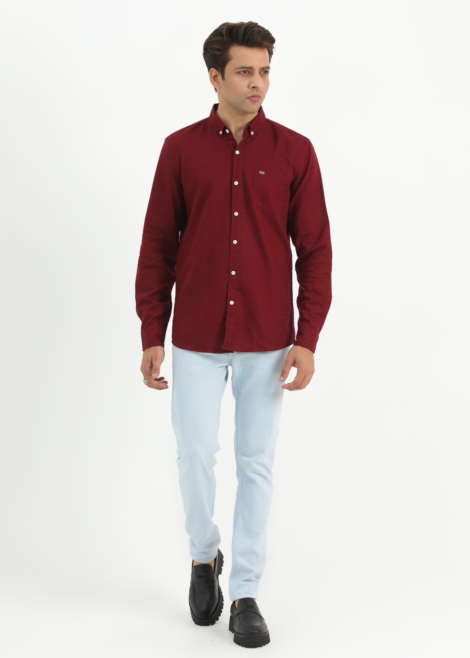 wash & wear Casual Shirt in Maroon