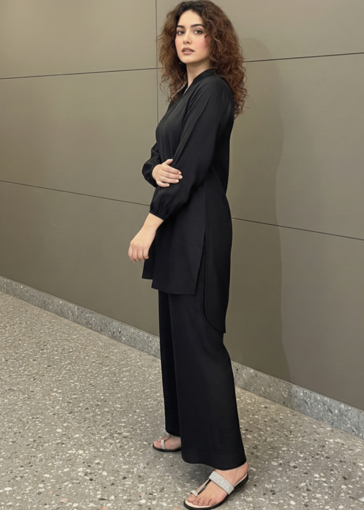 arabic lawn Co Ord Sets in Black