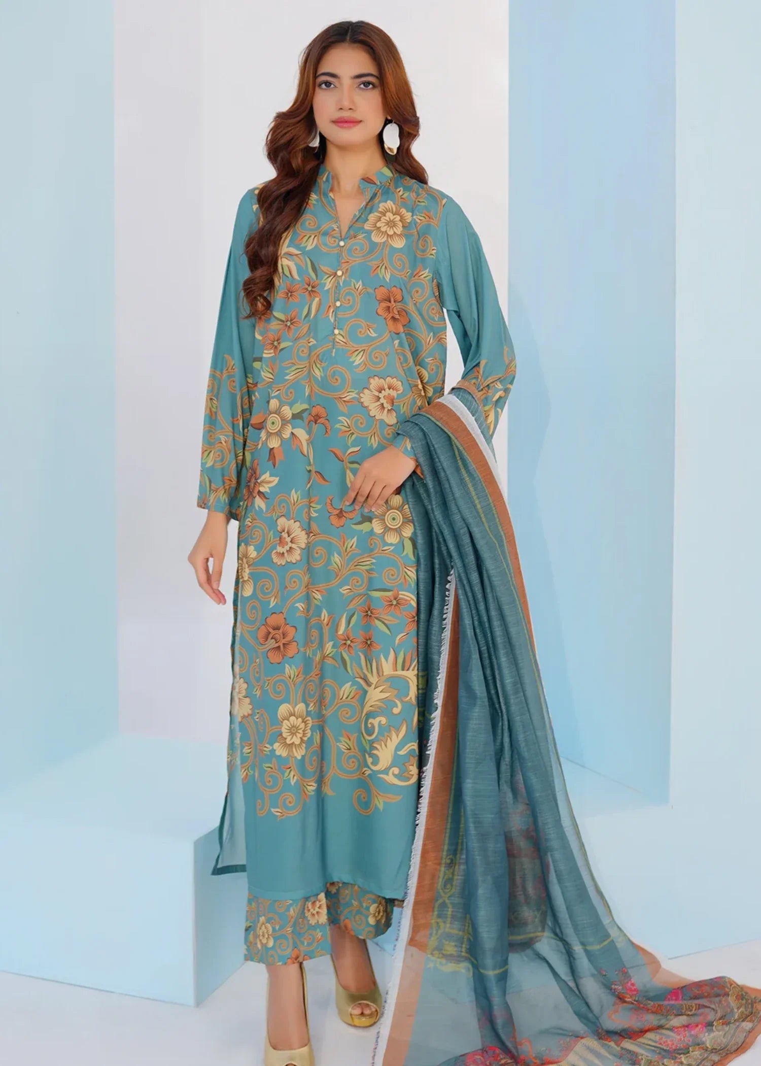 georgette Kurta Set in Tea green