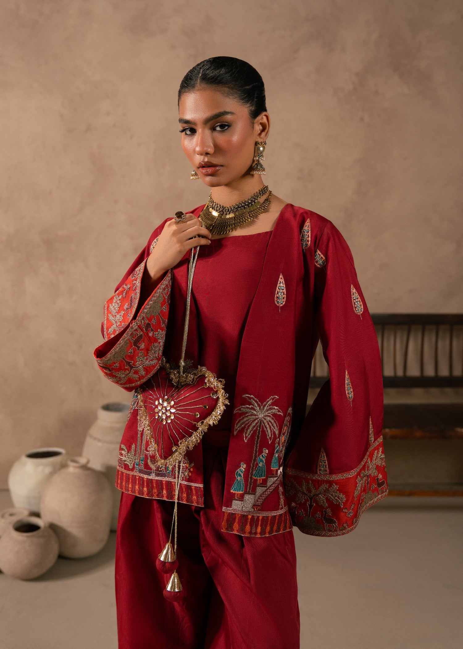 viscose thai silk Jacket in Maroon