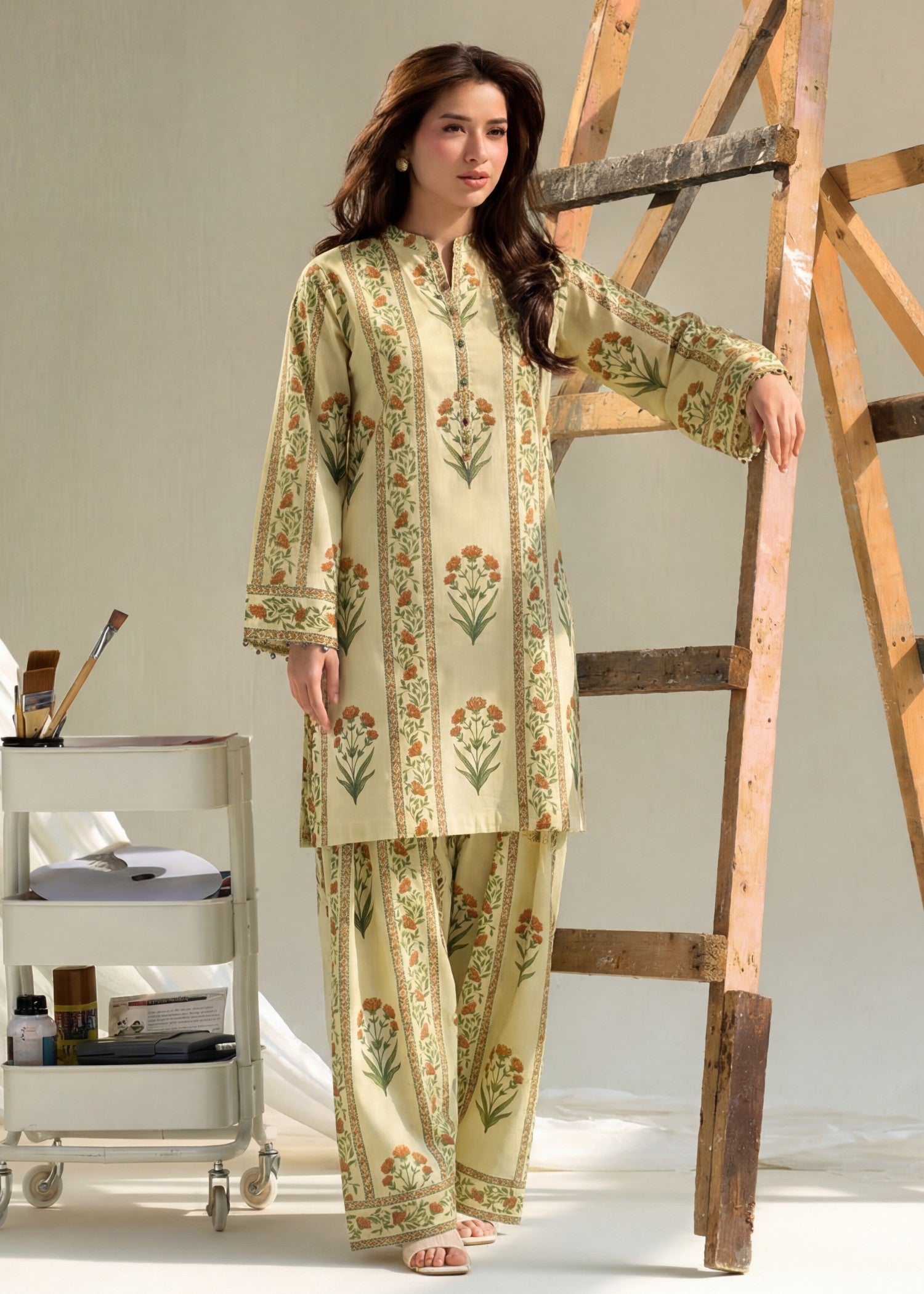 cotton Co Ord Sets in Lemon chiffon