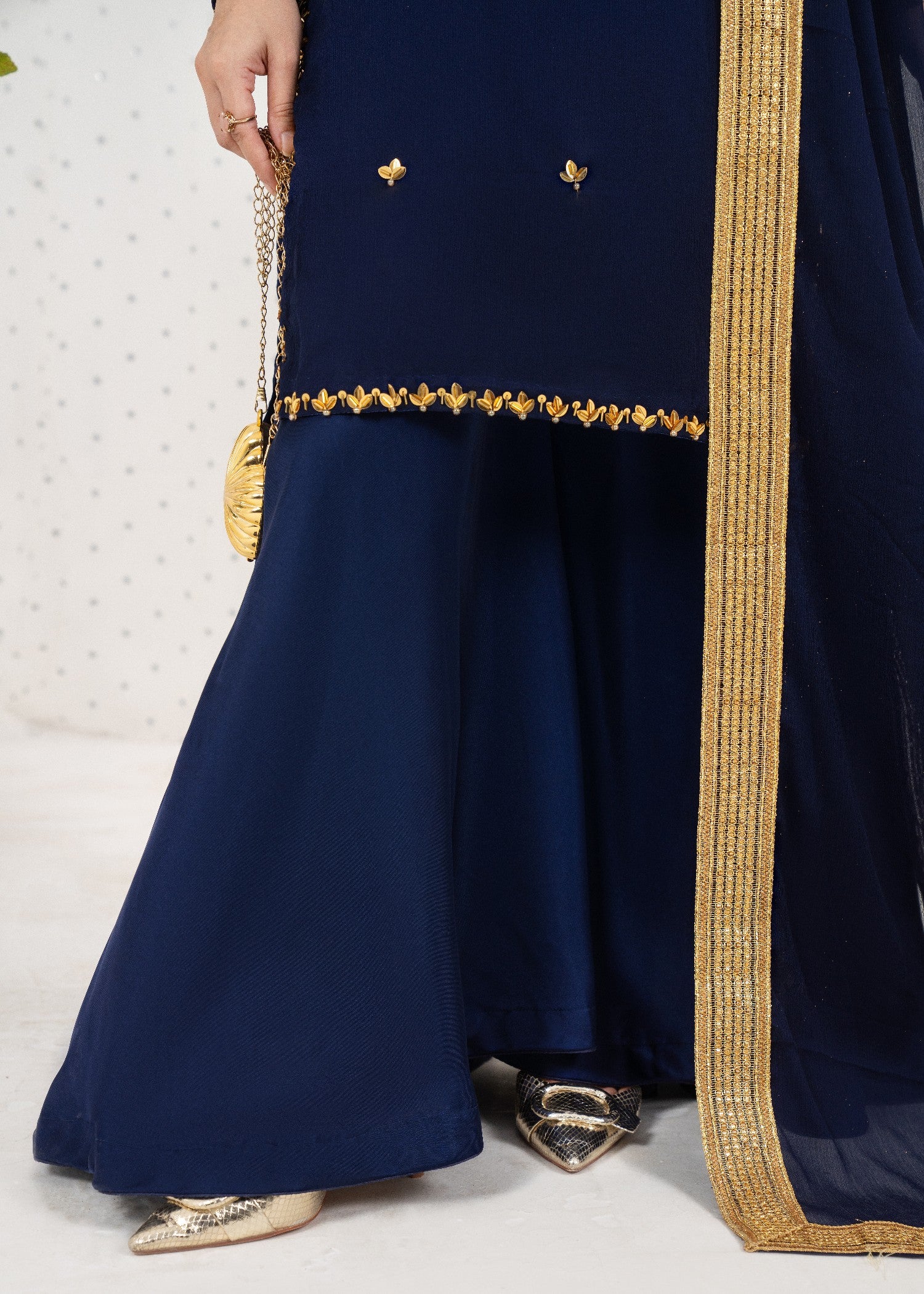 chiffon Sharara in Navy blue