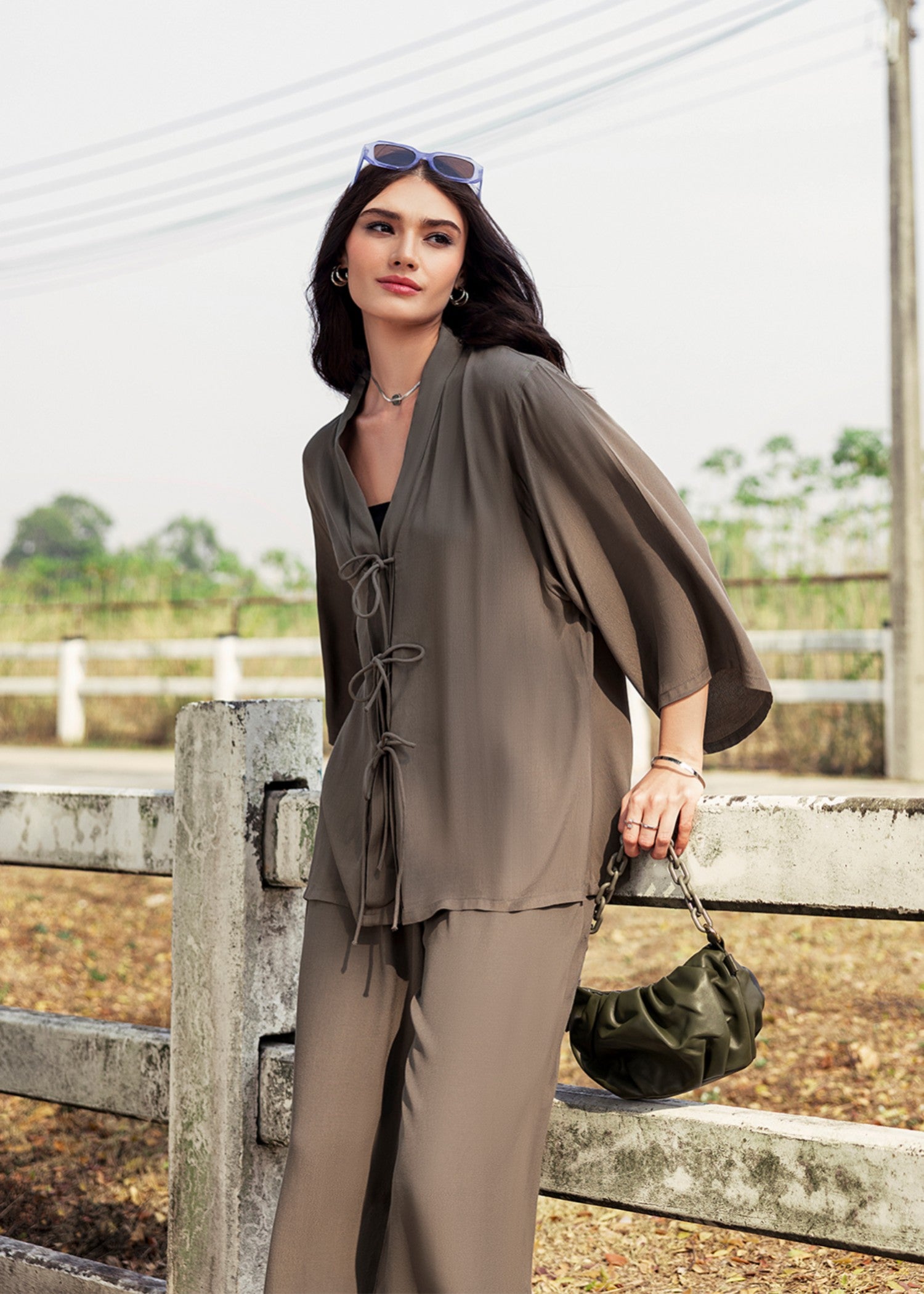 silk grip Co Ord Sets in Olive green