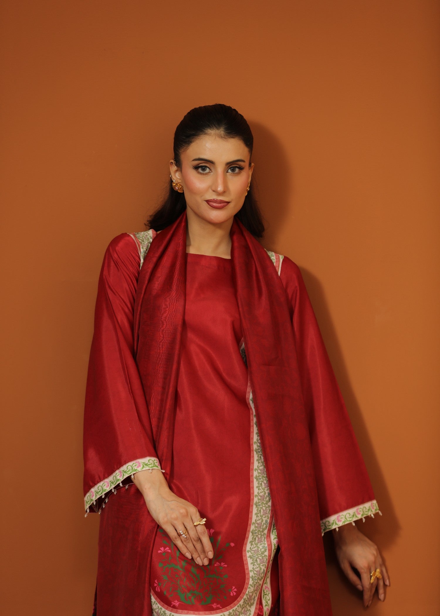 crepe silk Kurta Set in Berry red