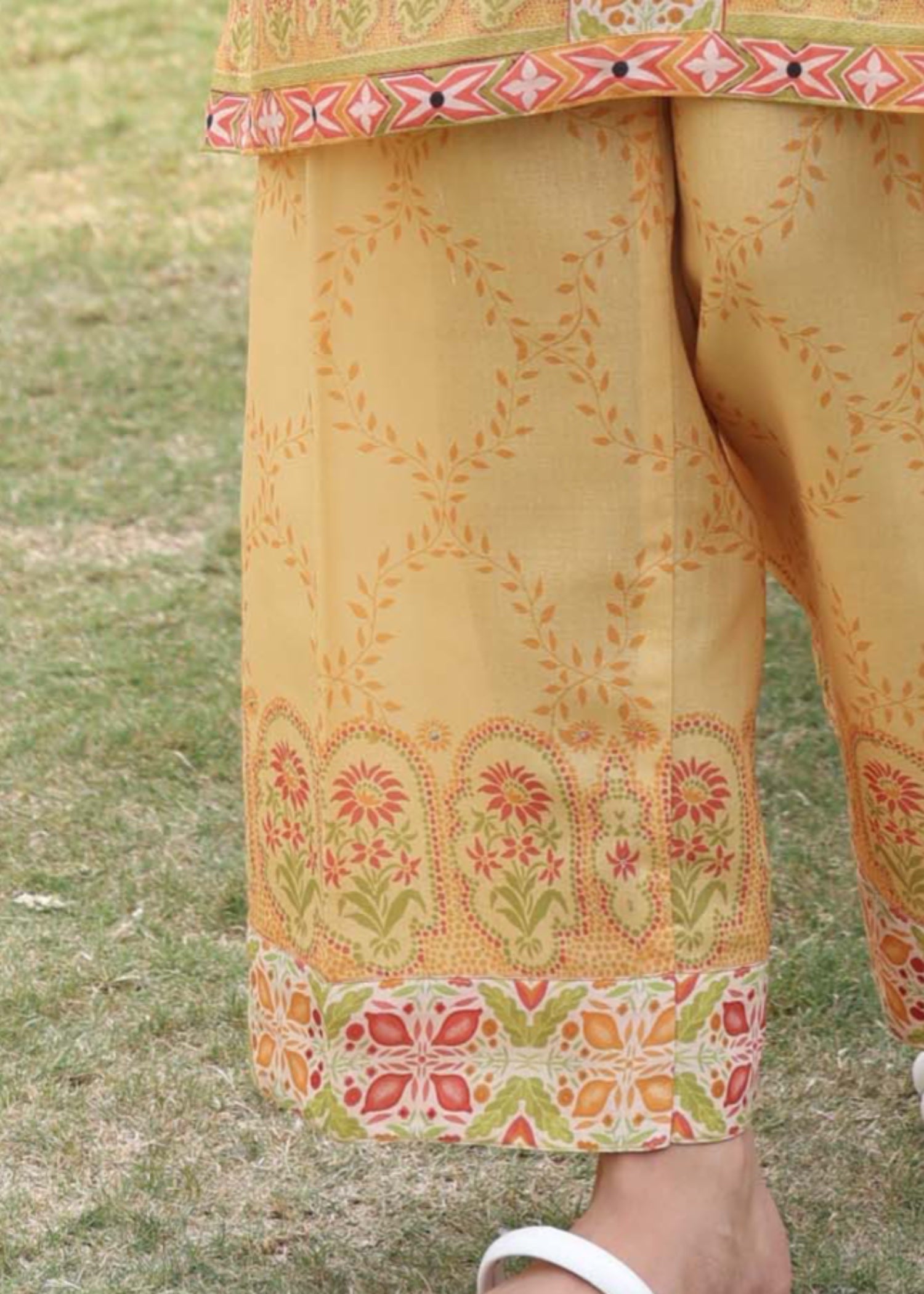 poly lawn Co Ord Sets in Mari gold