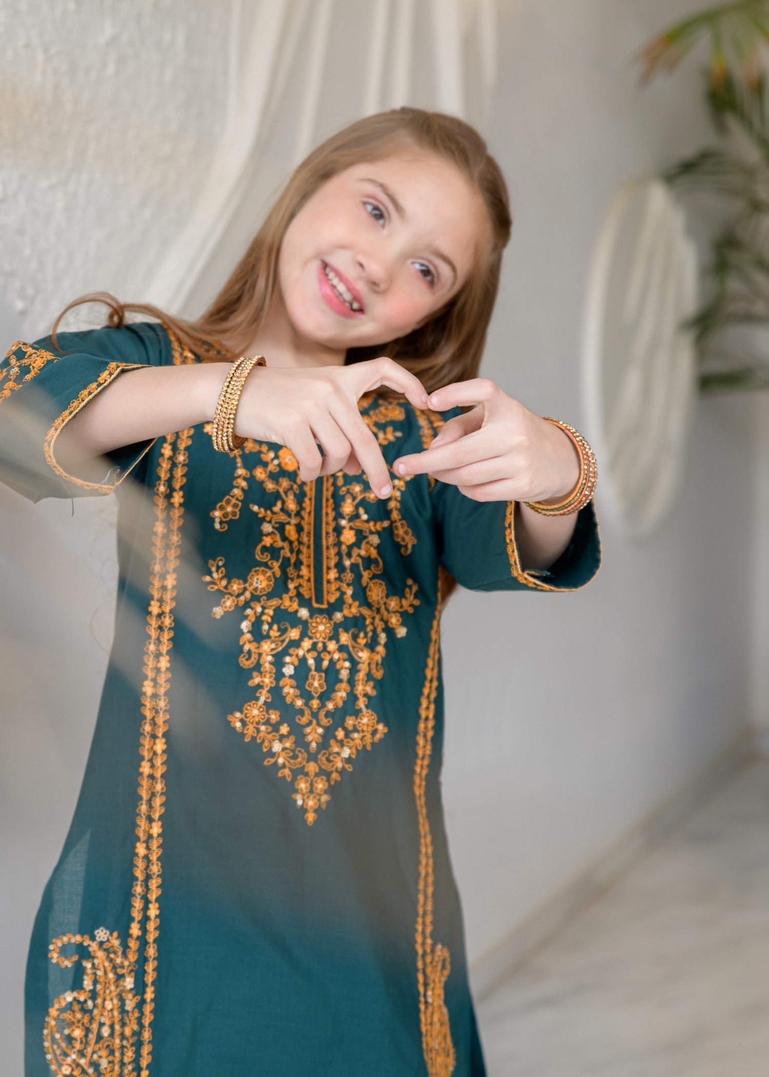 cotton Kurta Set in Teal