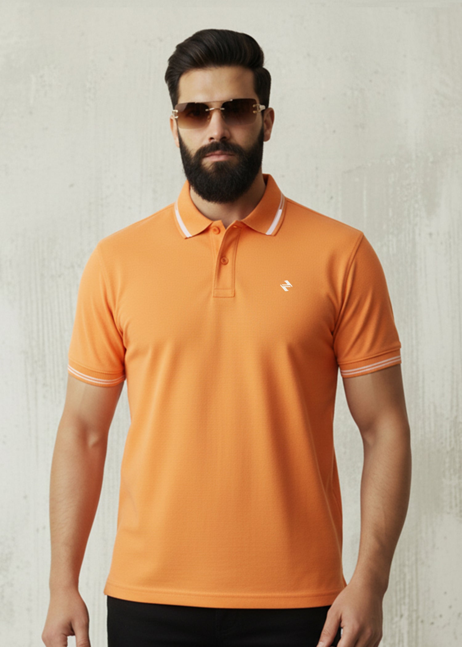 cambric cotton Polo Shirt in Orange
