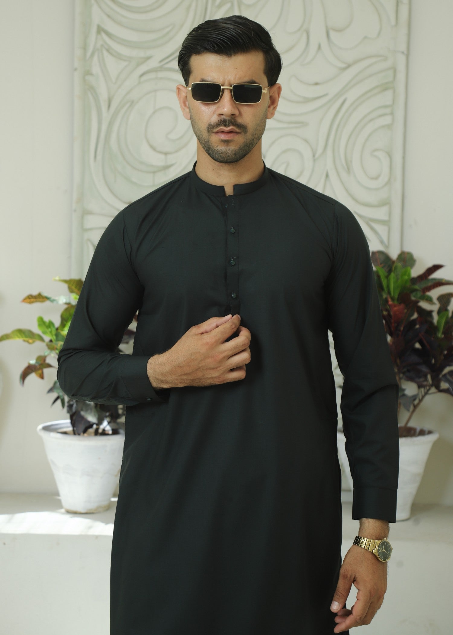 wash & wear Kurta Set in Hunter green