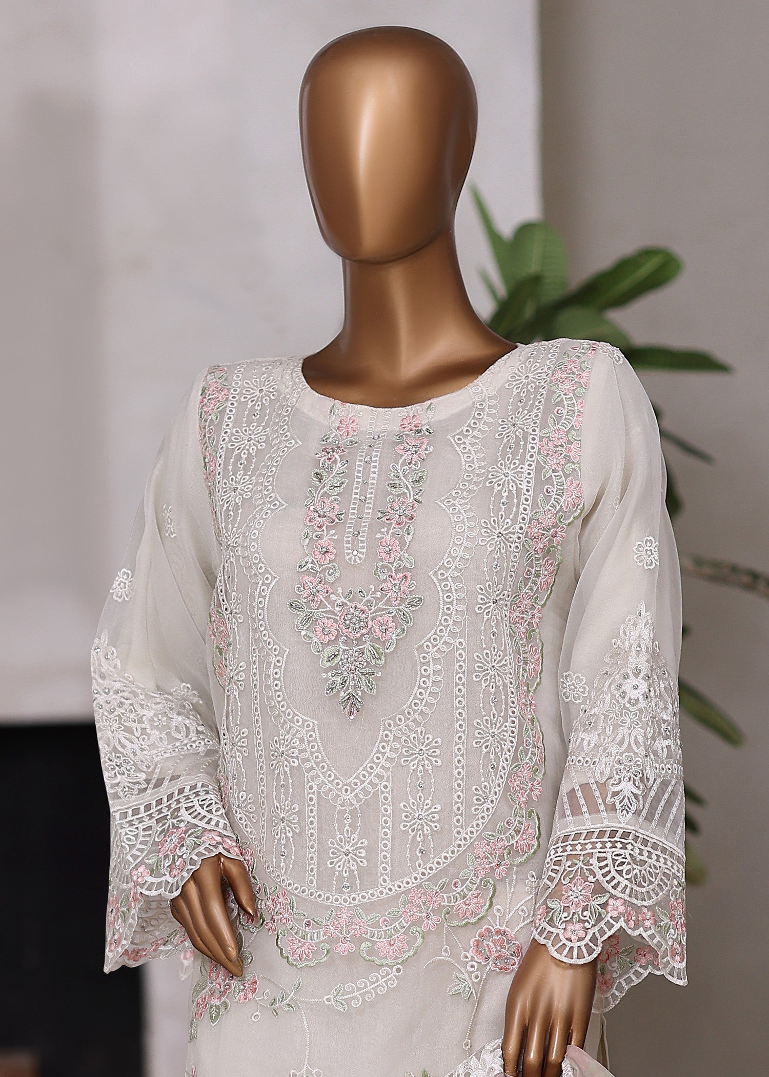 organza Kurta Set in Off-white