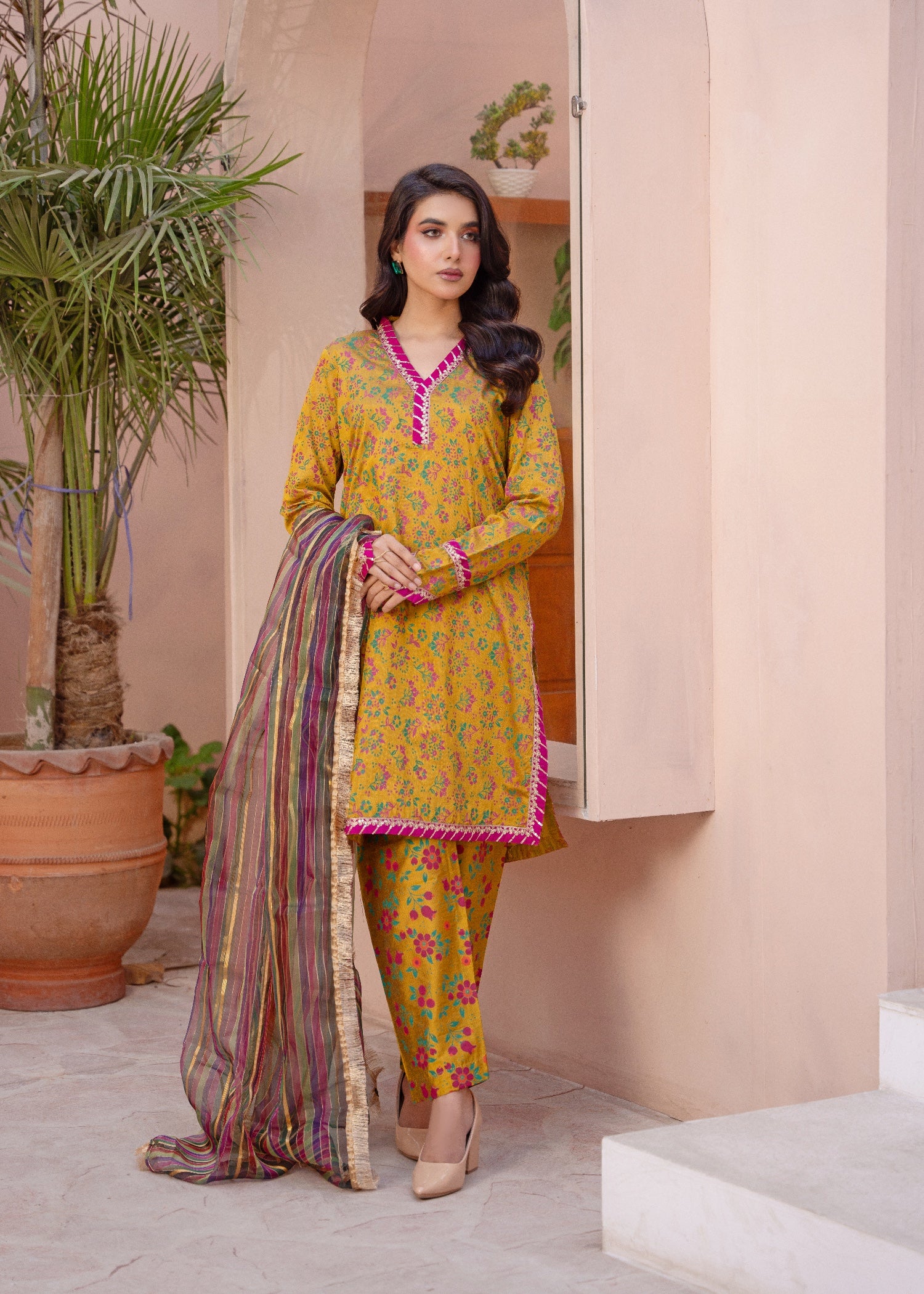 indian raw silk Kurta Set in Mustard