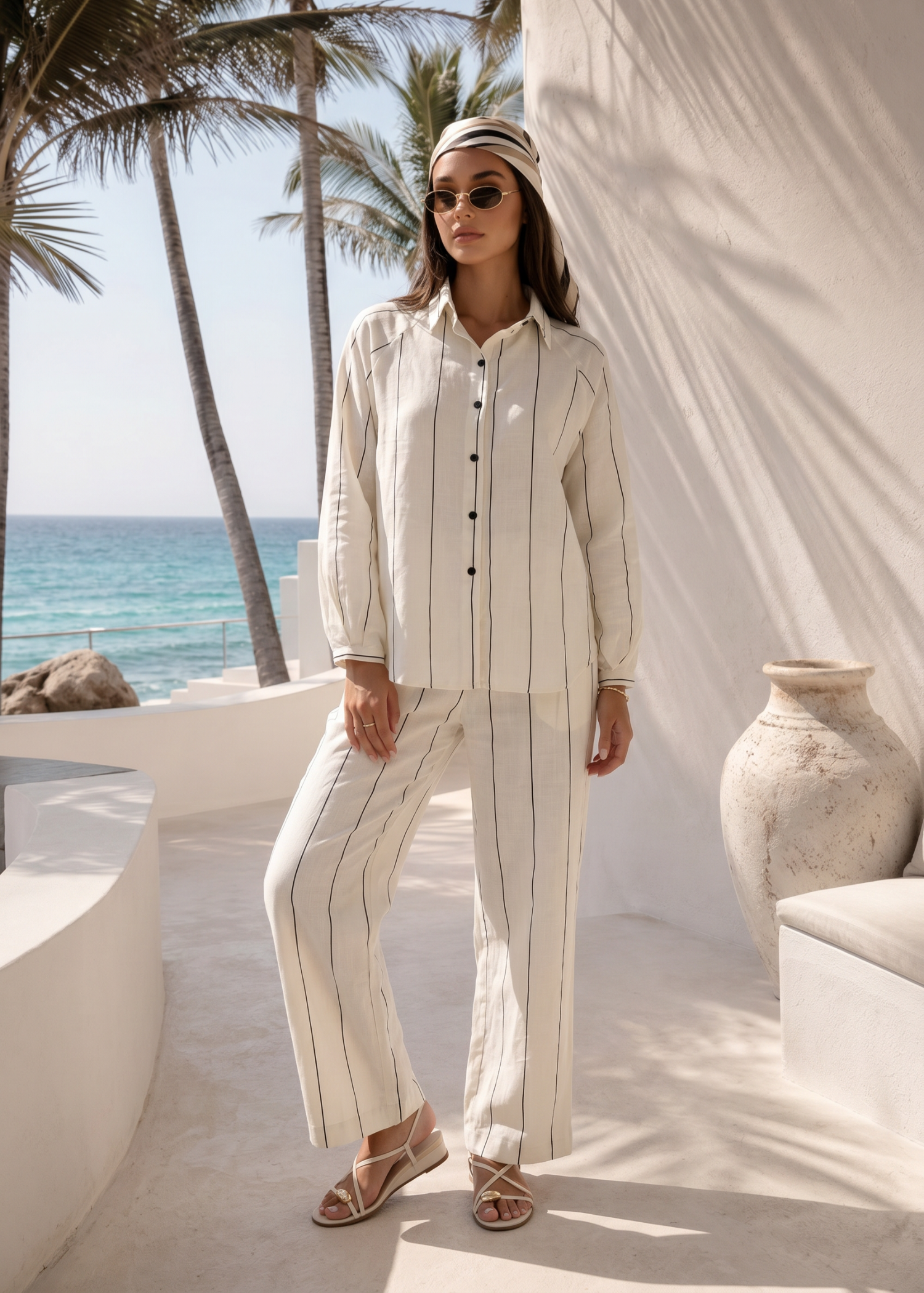 cross hetch Co Ord Sets in Off-white