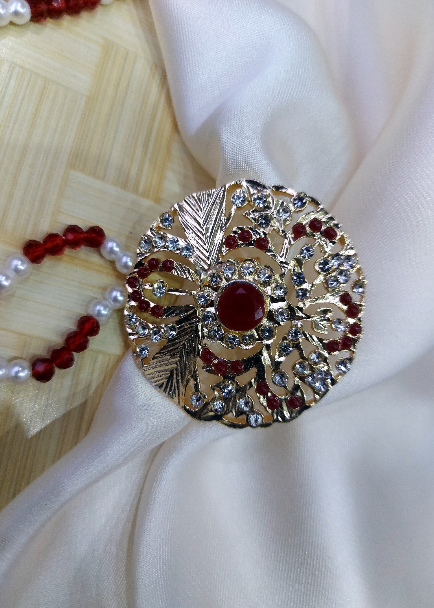 Bracelet in Maroon, pearl white Color by - Trendy Women Bracelet YTW8890