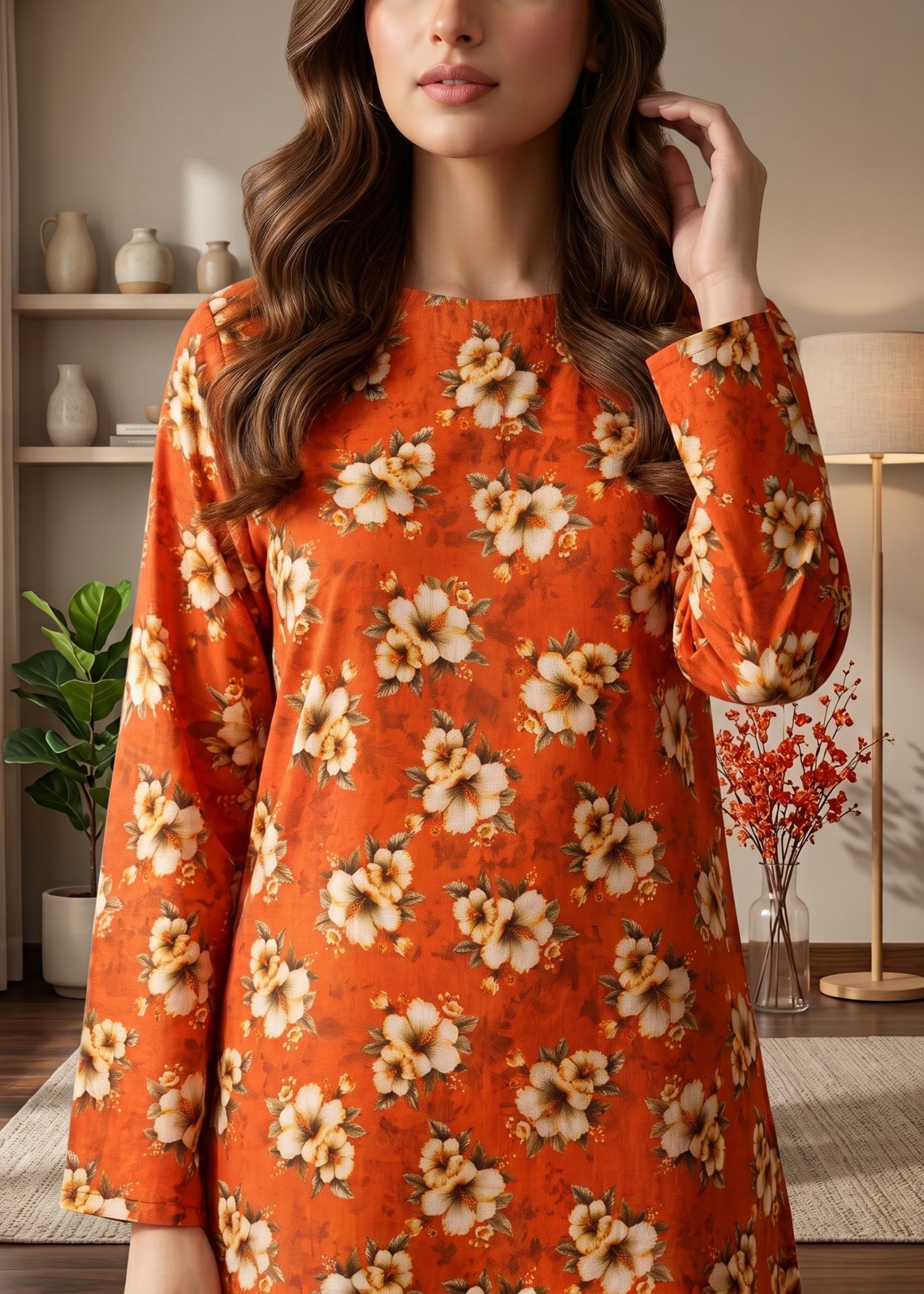 lawn cotton Kurti in Cardinal red