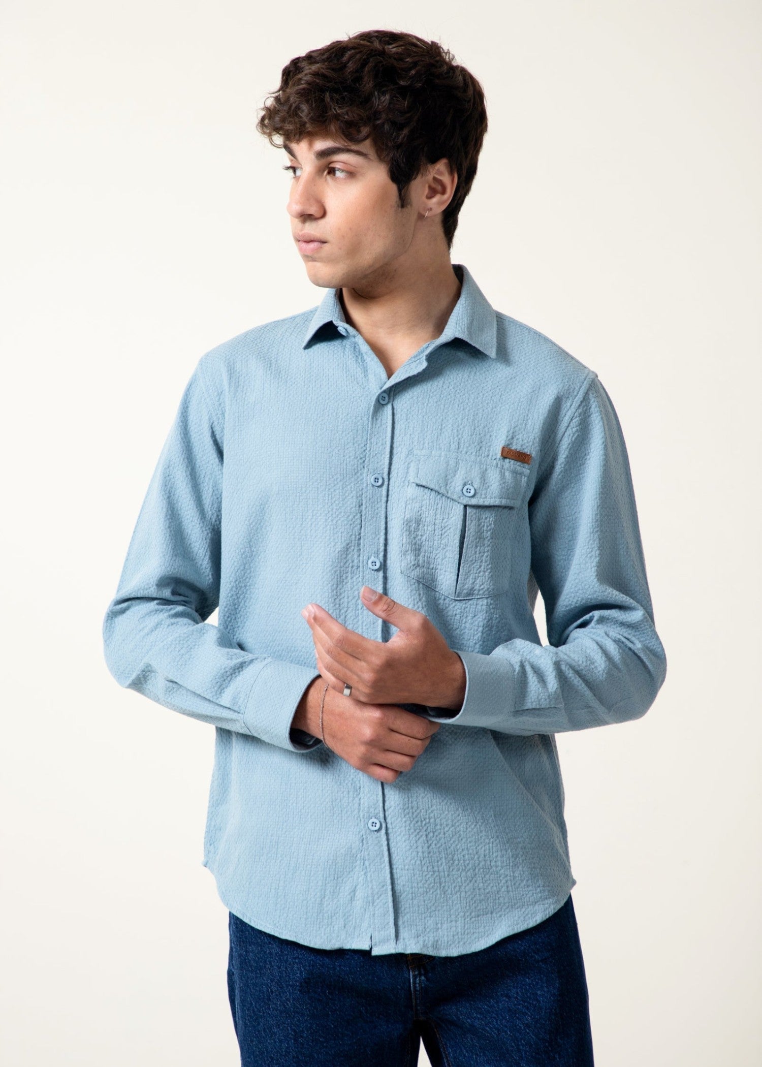 dobby Casual Shirt in Light blue