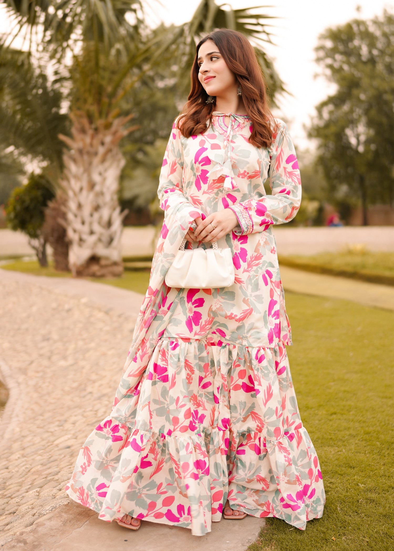 poly lawn Gharara in Multi
