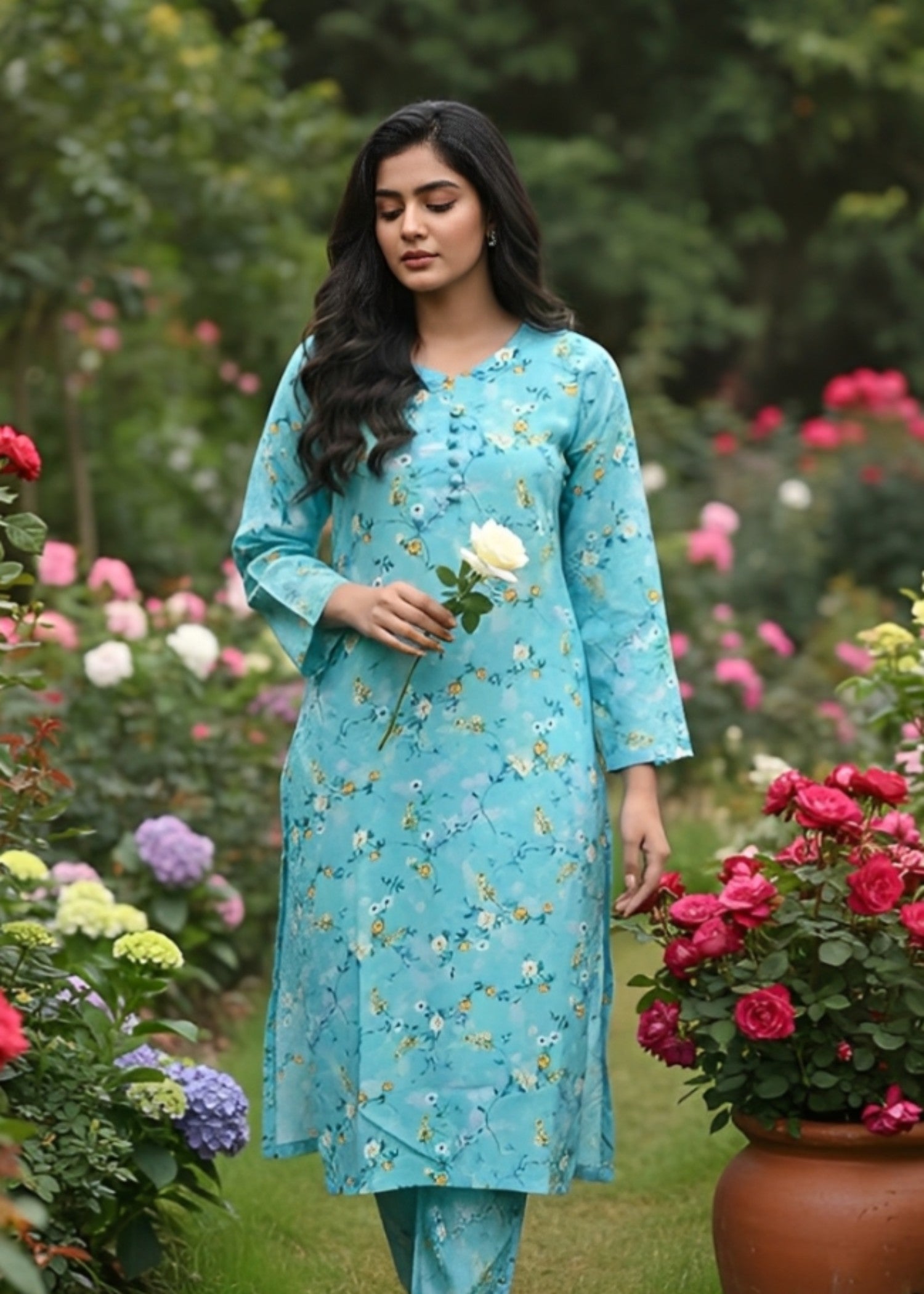 cotton Co Ord Sets in Arctic blue