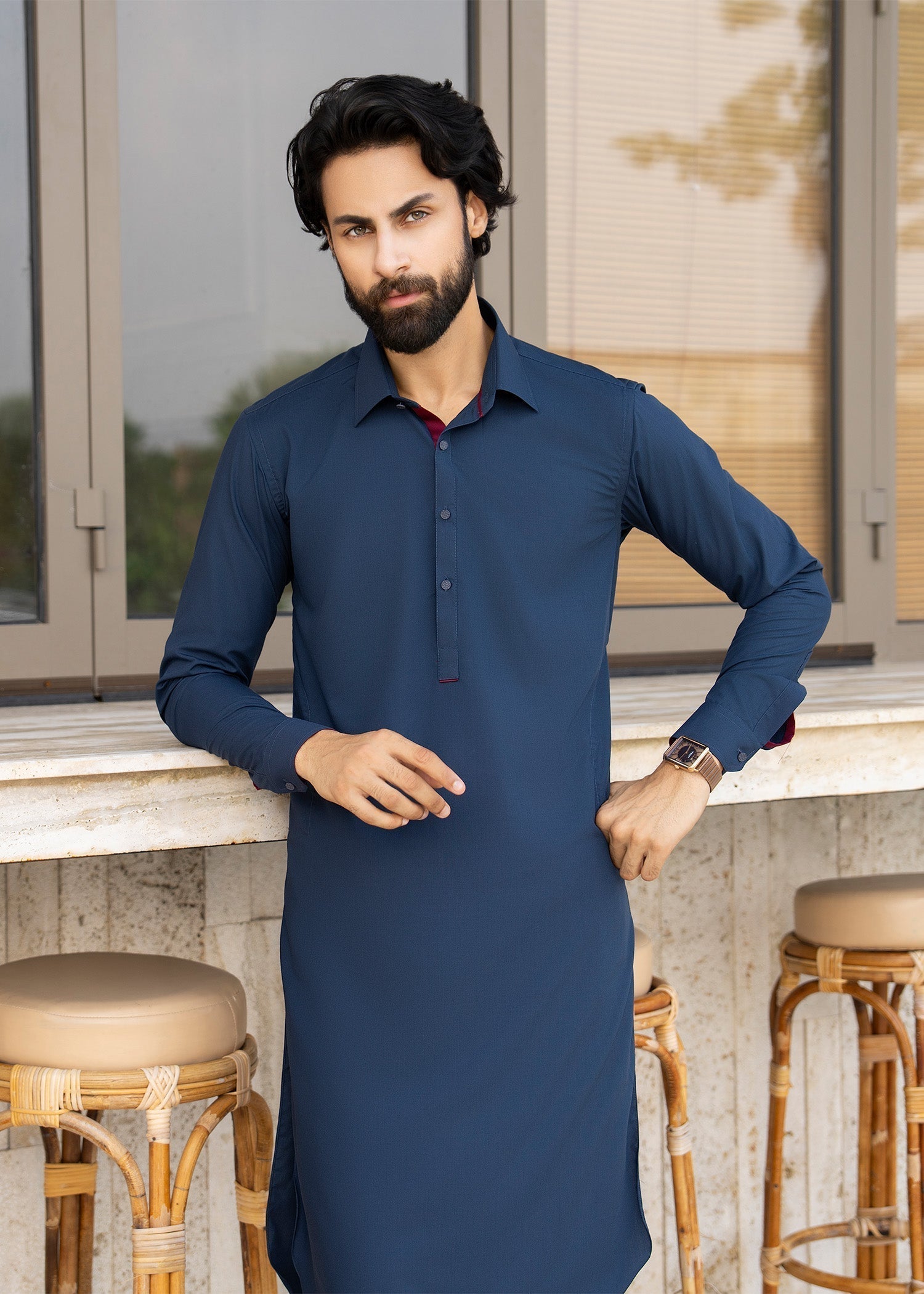 wash & wear Shalwar Kameez in Royal blue by Buraq