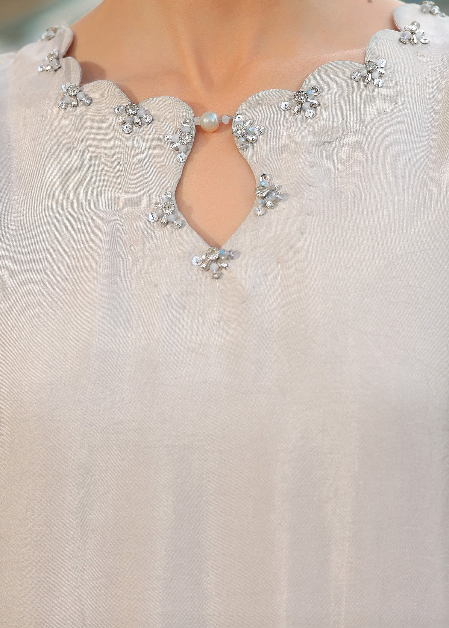 silk Sharara in Silver