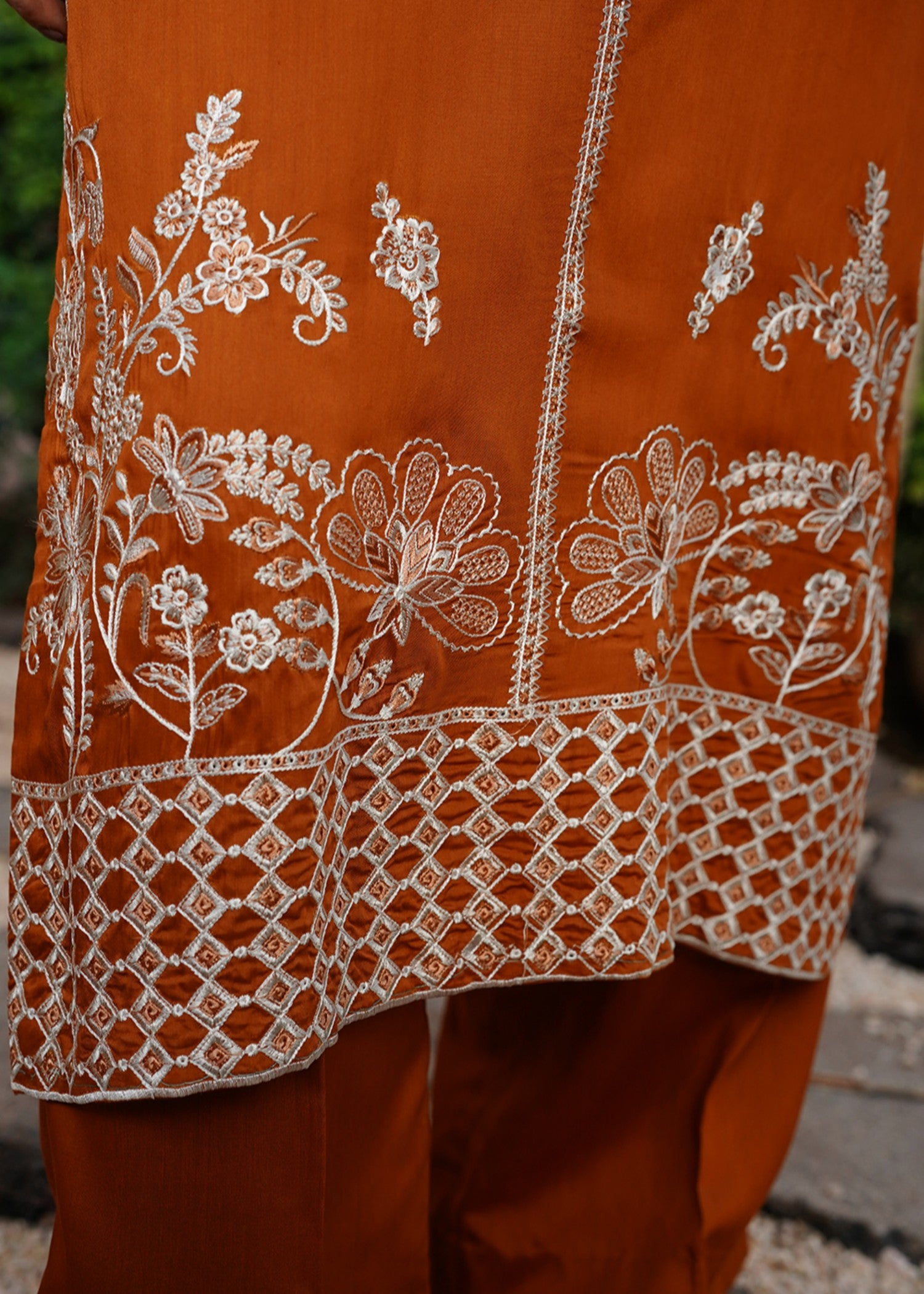 viscose Kurta Set in Rust orange