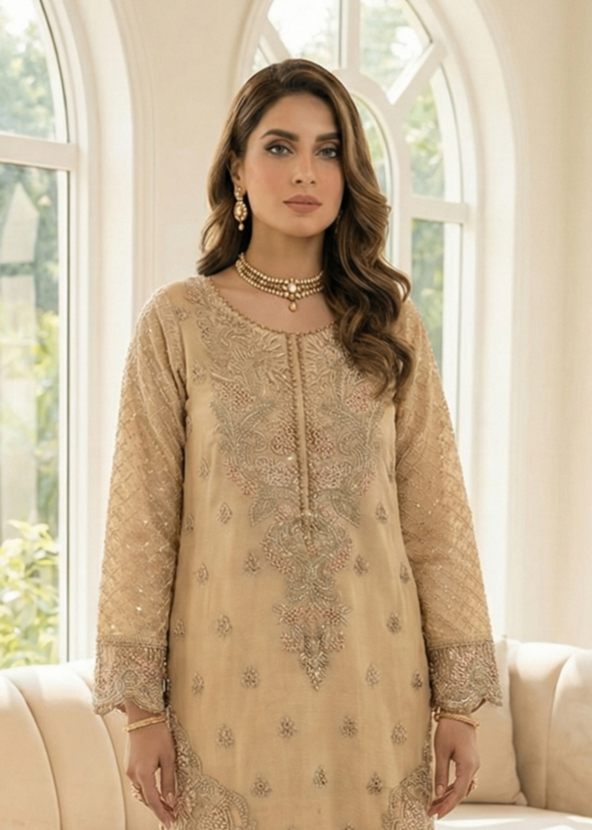 organza Kurta Set in Marigold
