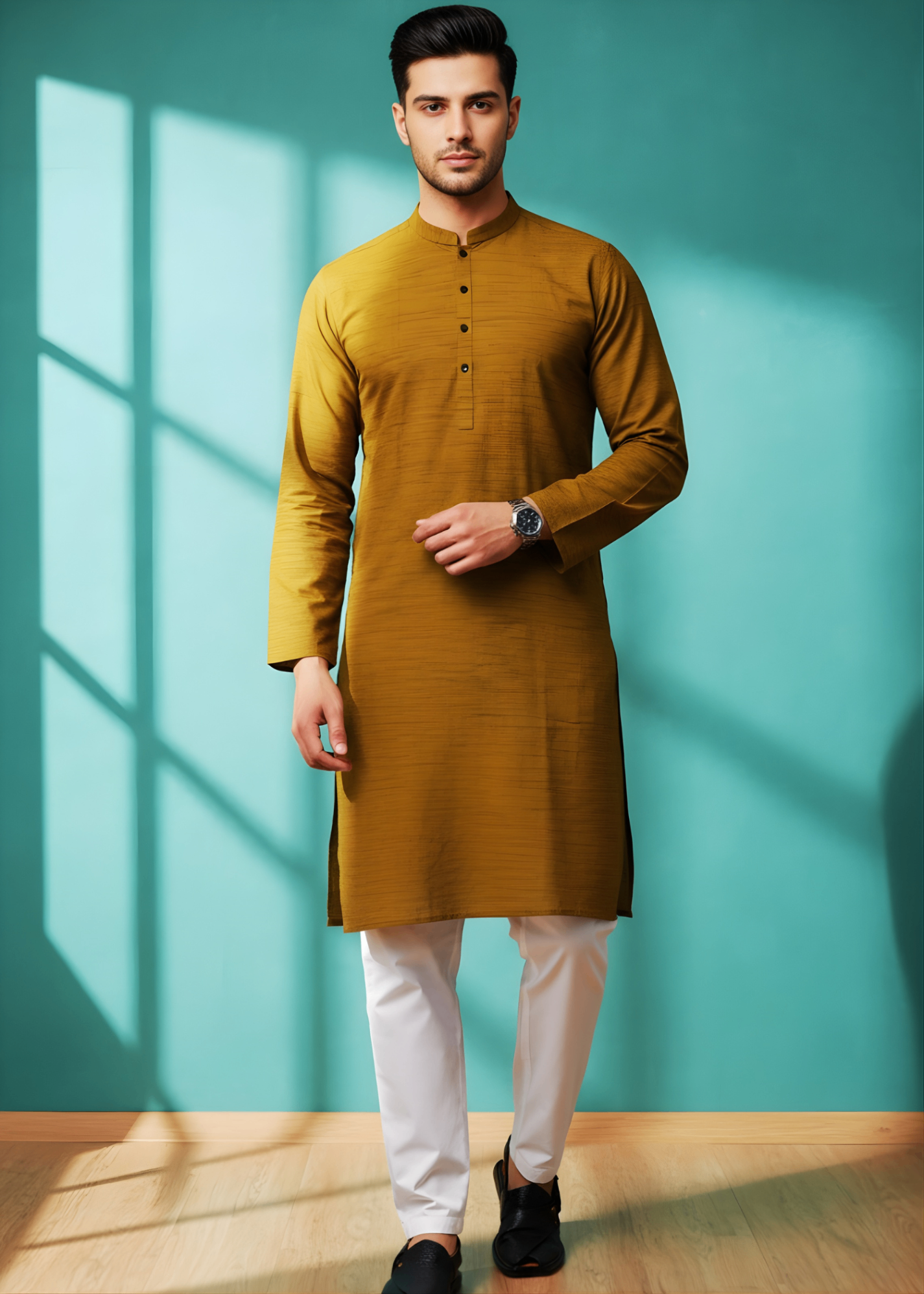 cotton linen Kurta in Olive green