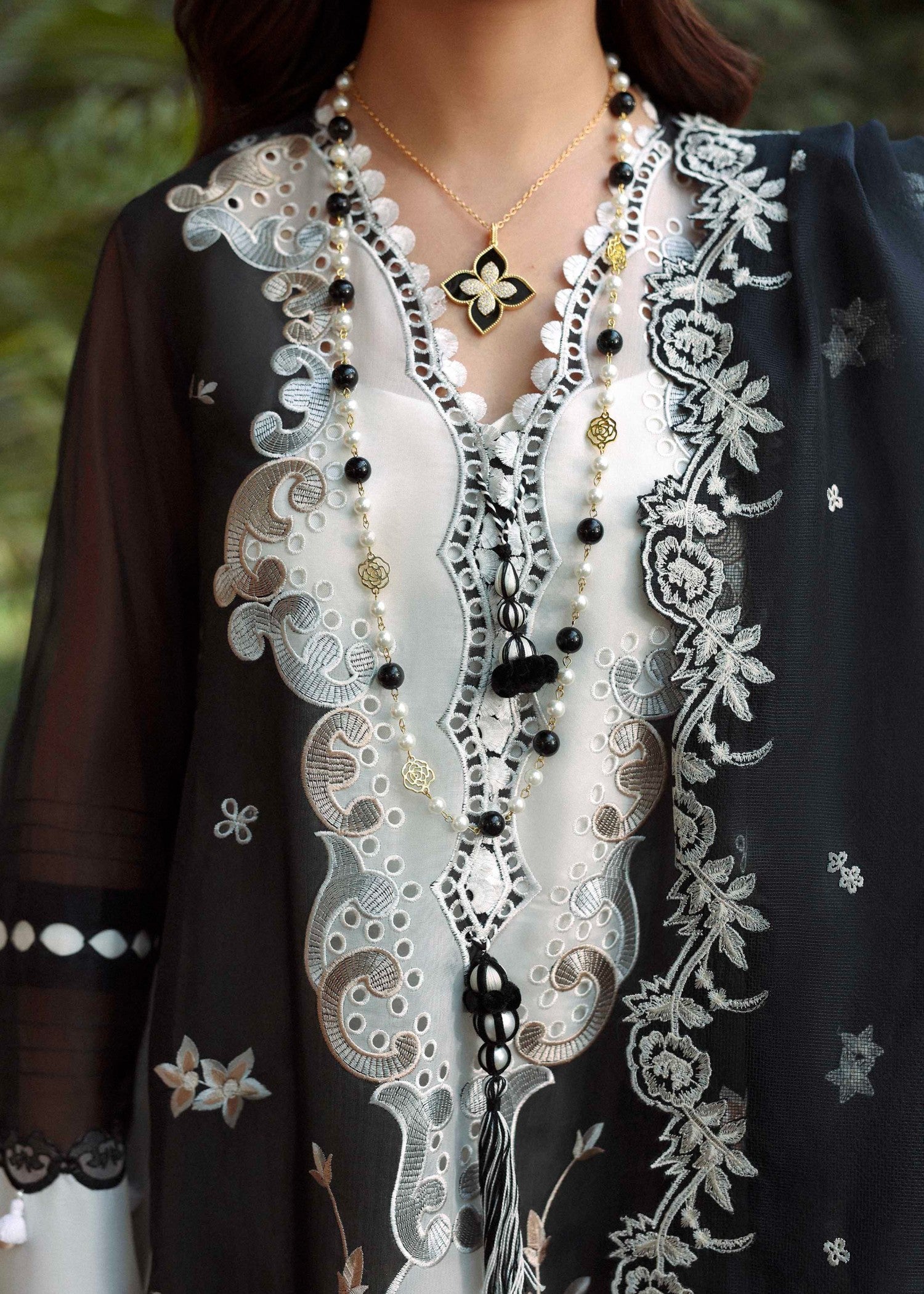 swiss voil Kurta Set in Black