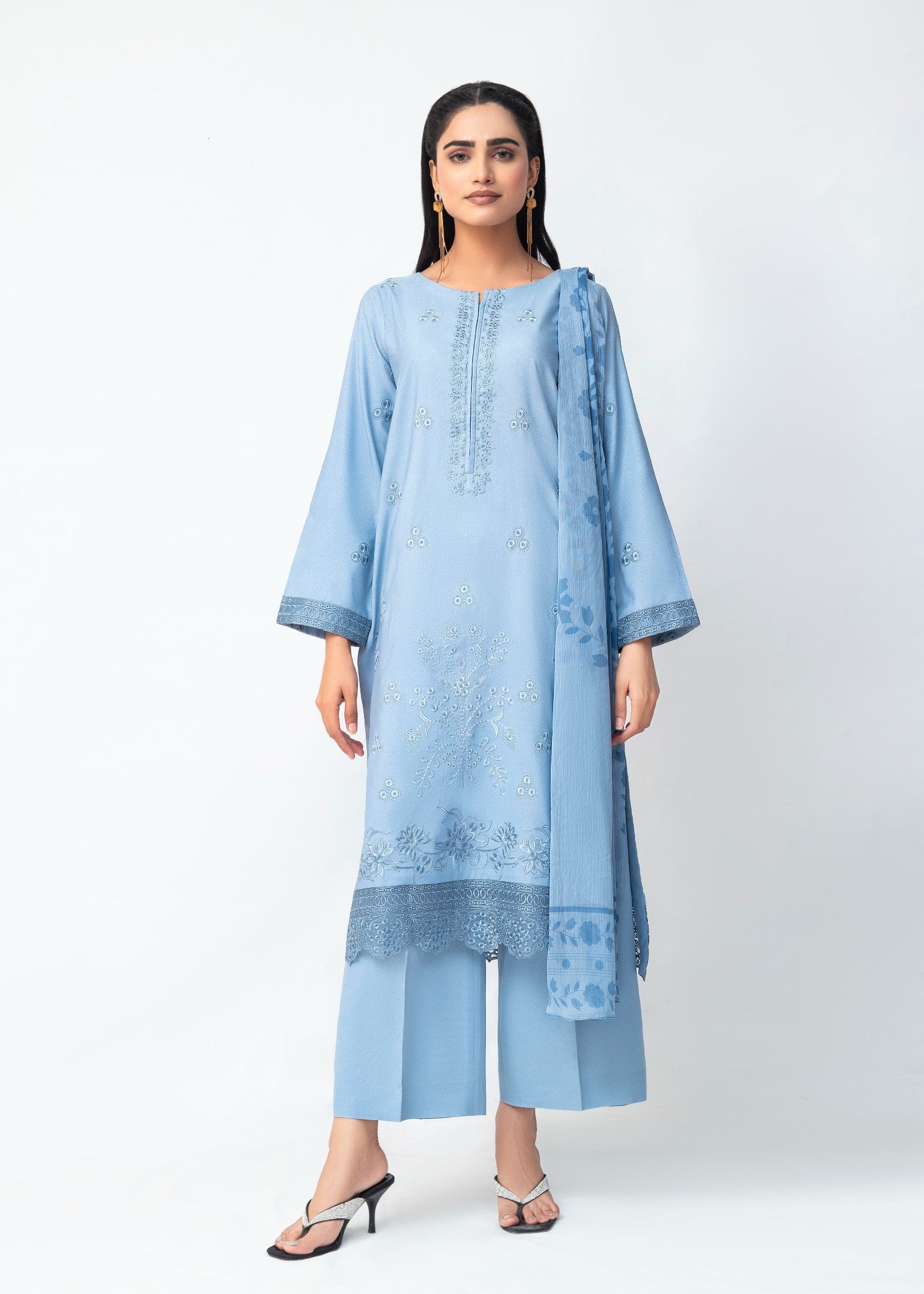 karandi Kurta Set in Sky blue