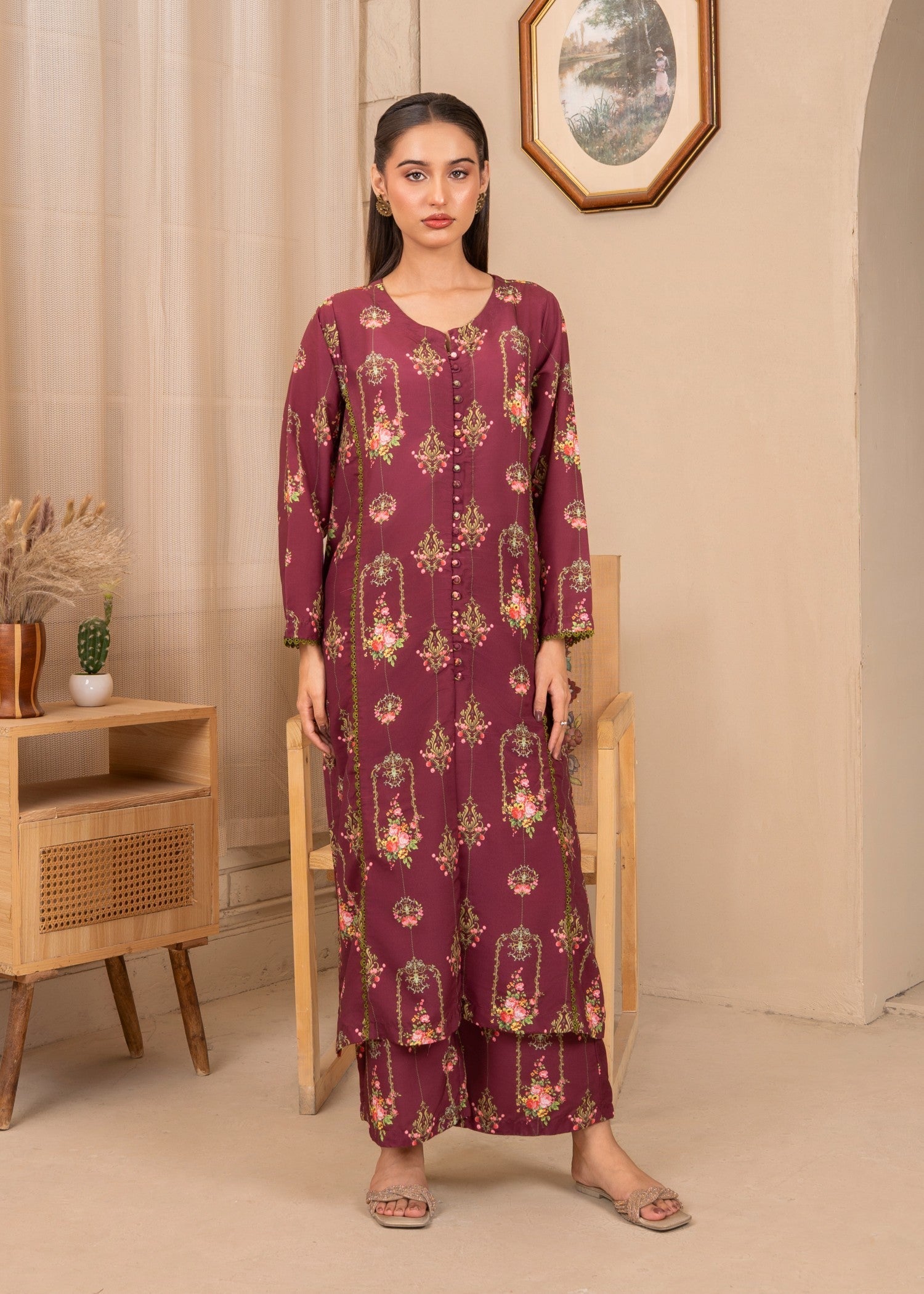 cambric Co Ord Sets in Burgundy