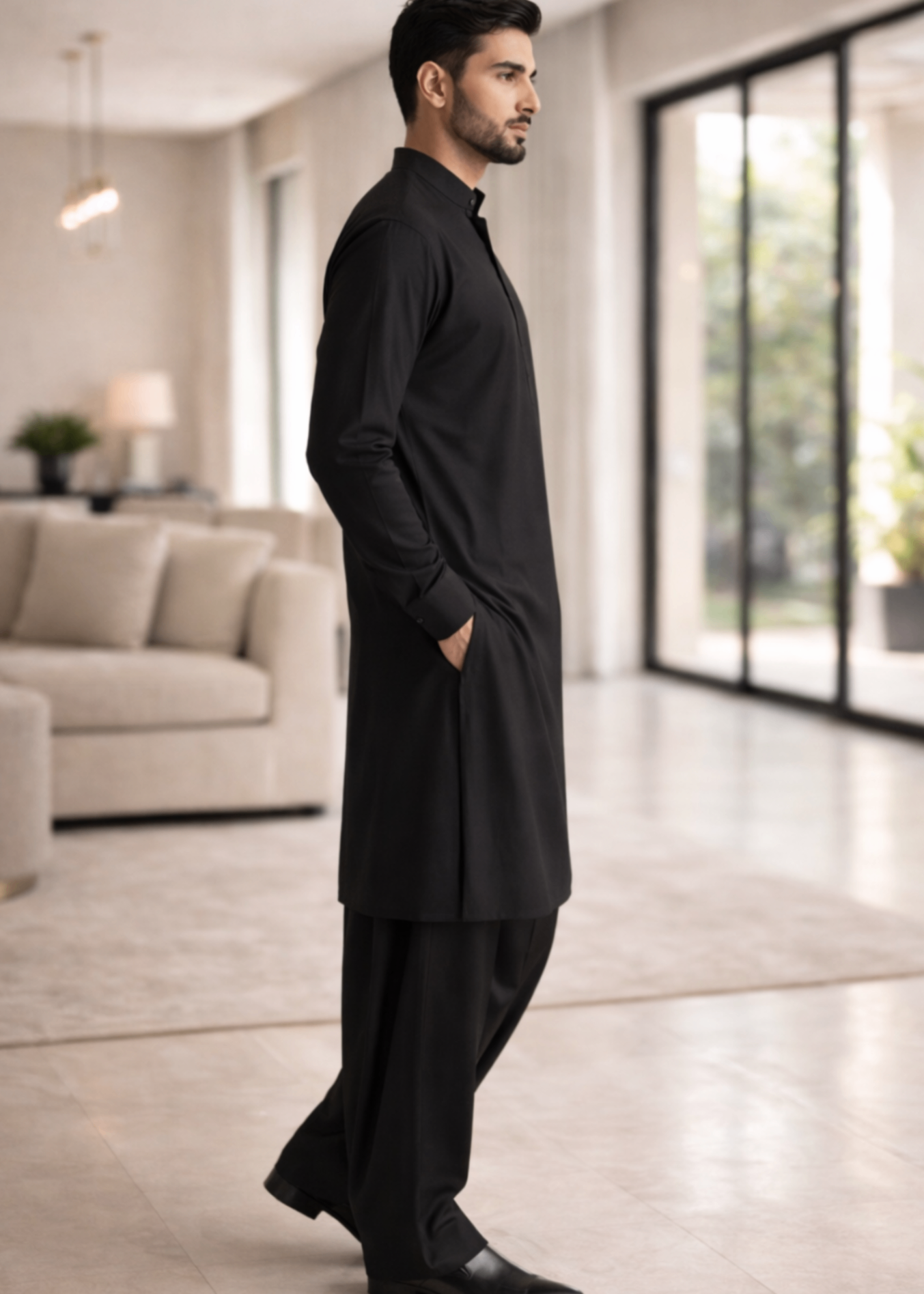 wash & wear Shalwar Kameez in Black by Noor E Zehra.Store