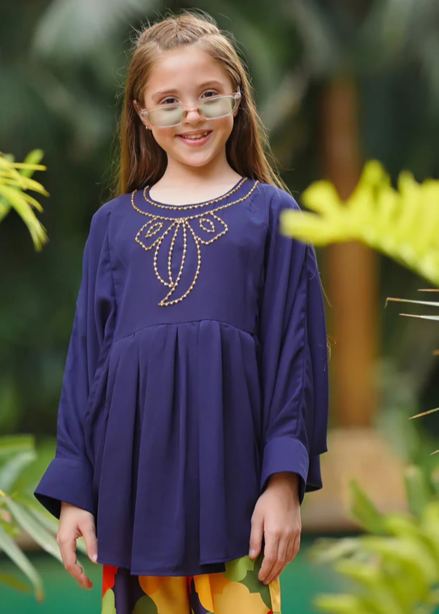 georgette Short Frock in Navy blue