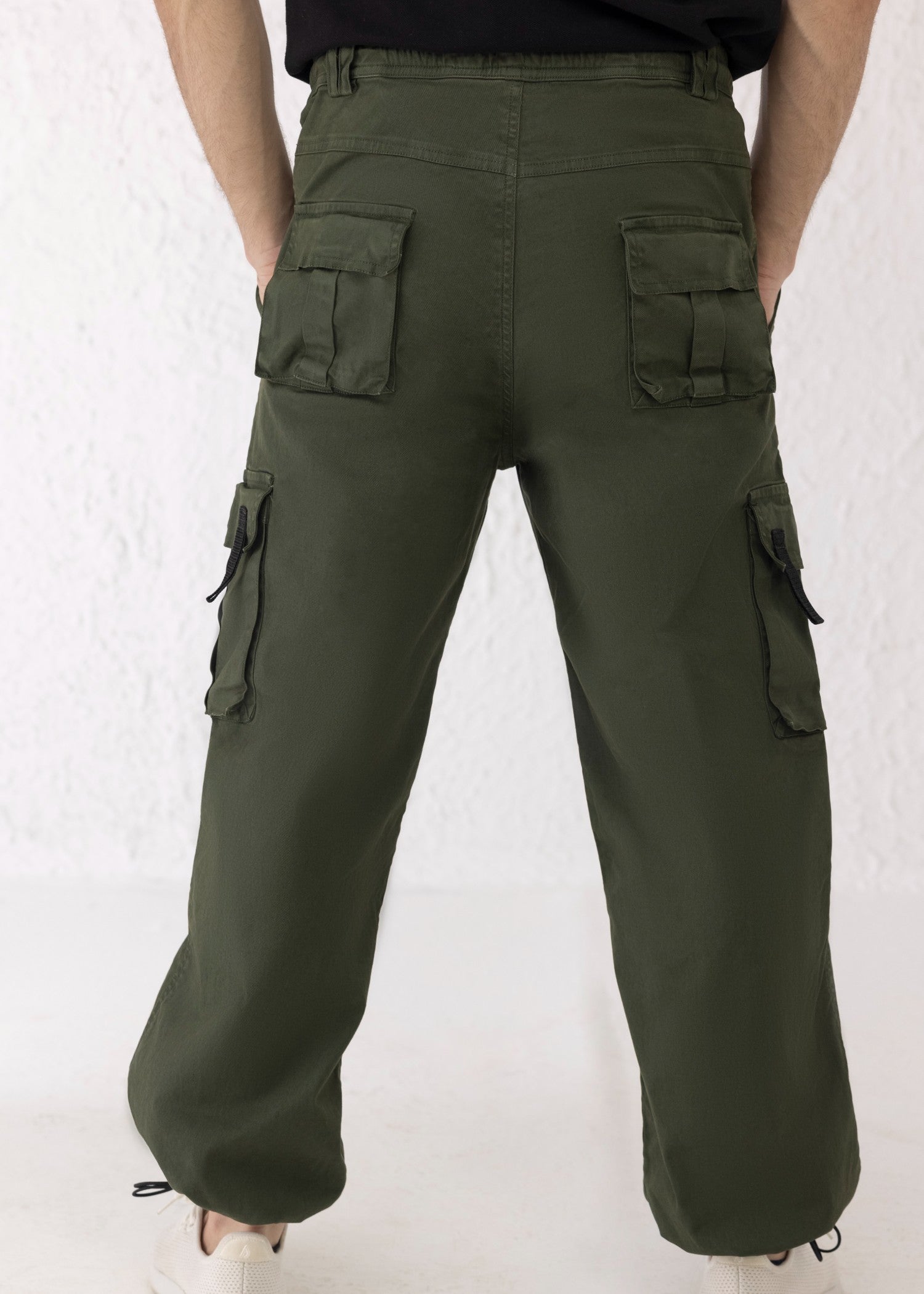 twill cotton Trousers in Olive green
