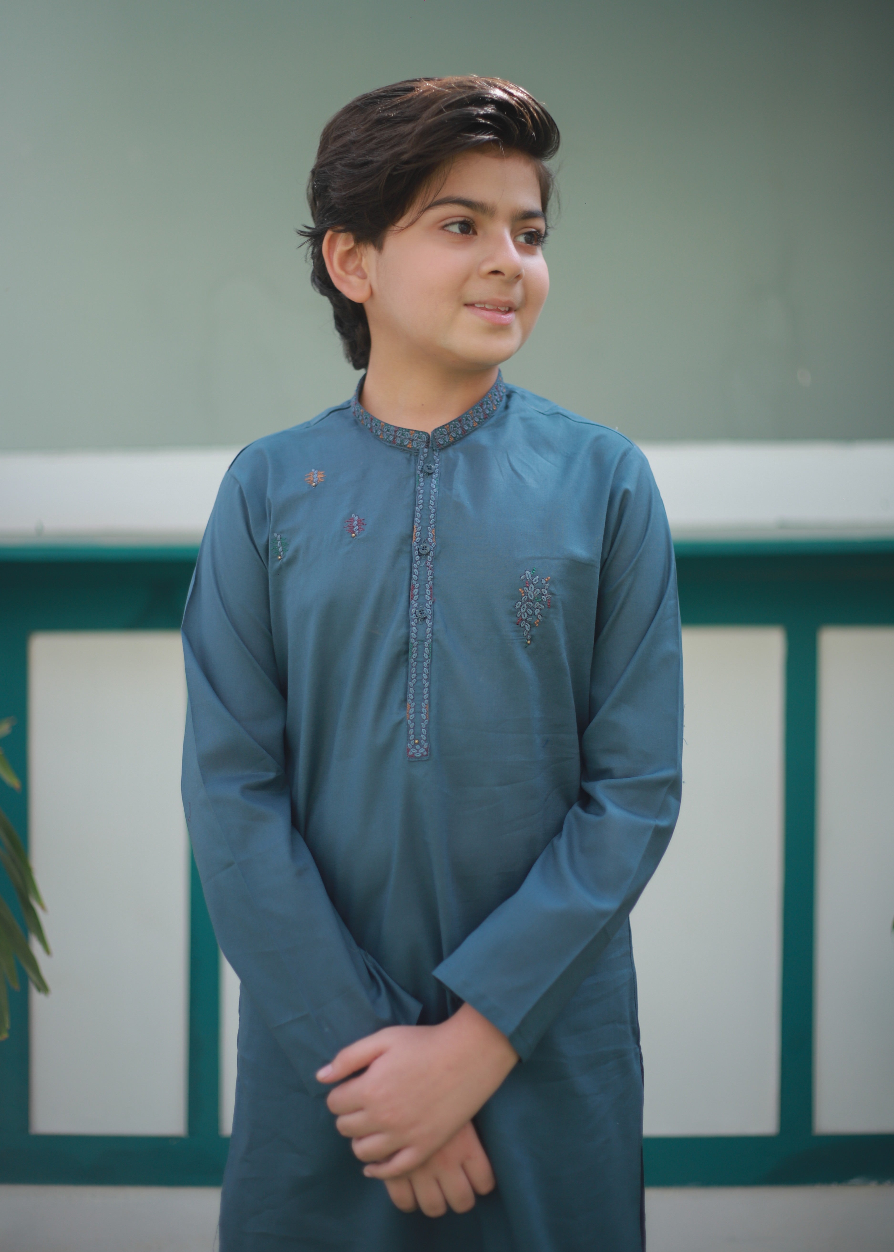 cotton Kurta Set in Bondi blue