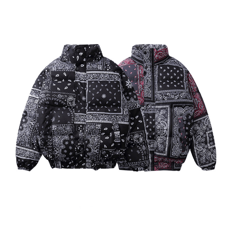 Retro Cashew Flower Full Print Padded Coat