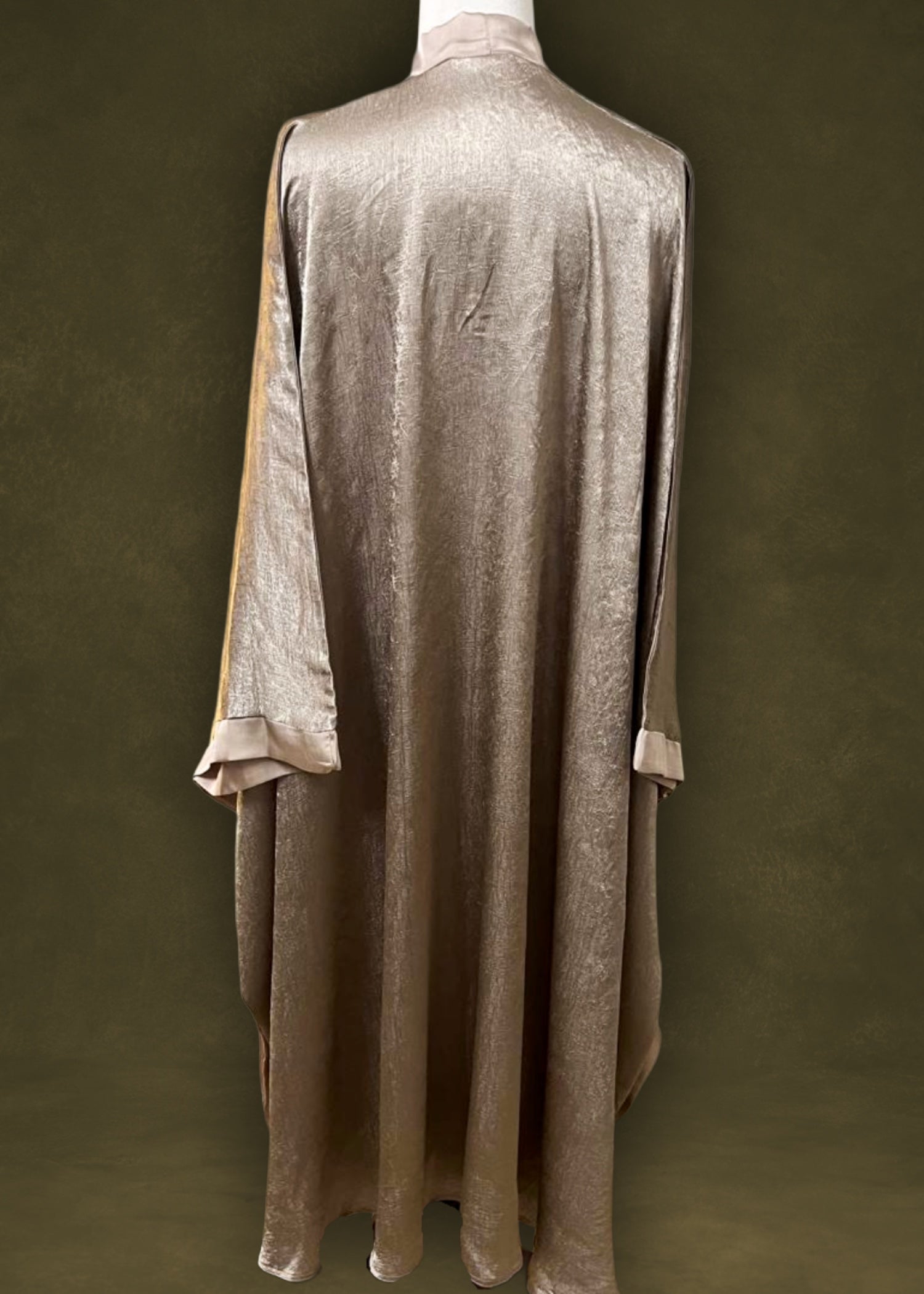 poly silk Abaya in Beige
