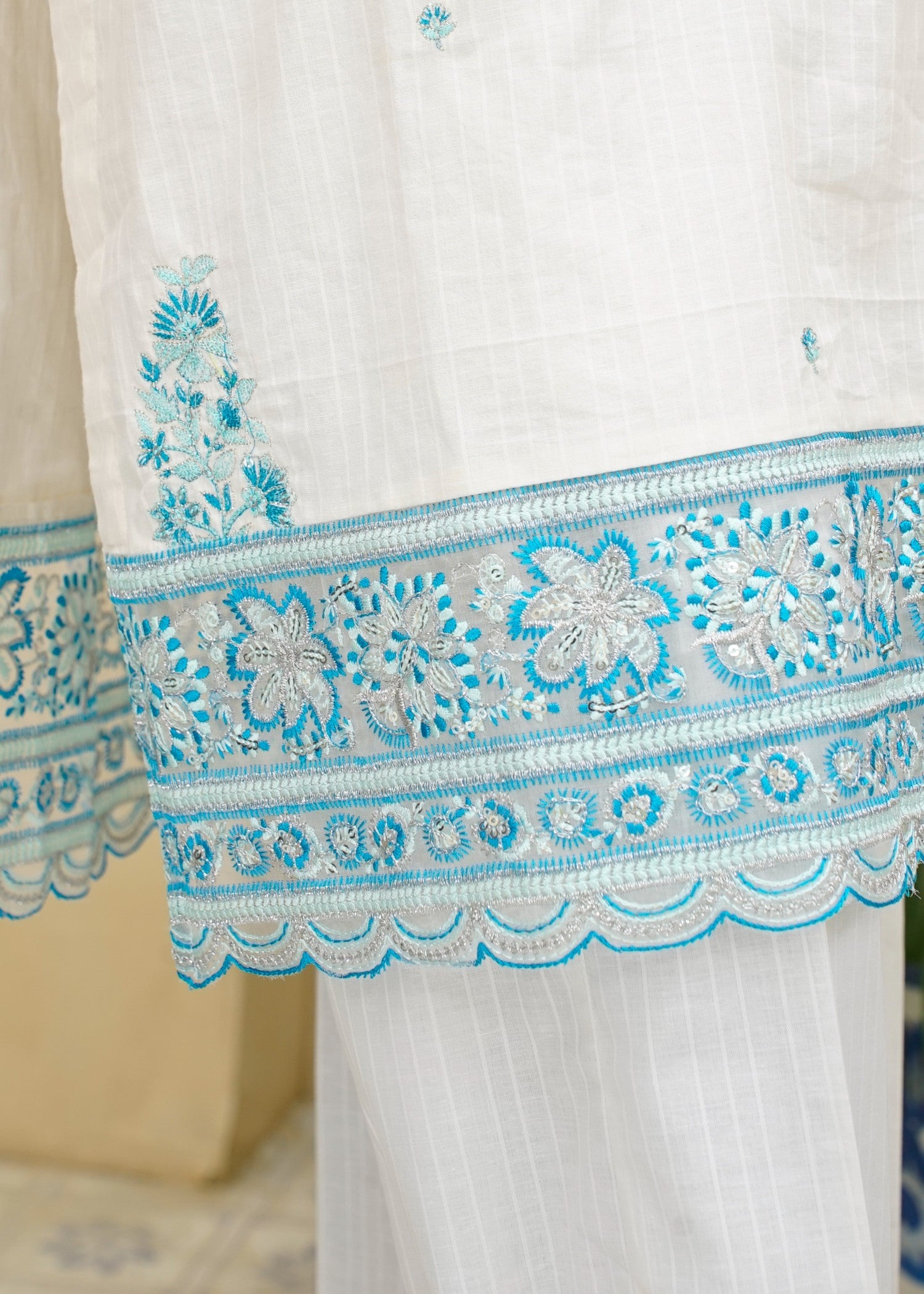 cotton dobby Kurta Set in Off-white