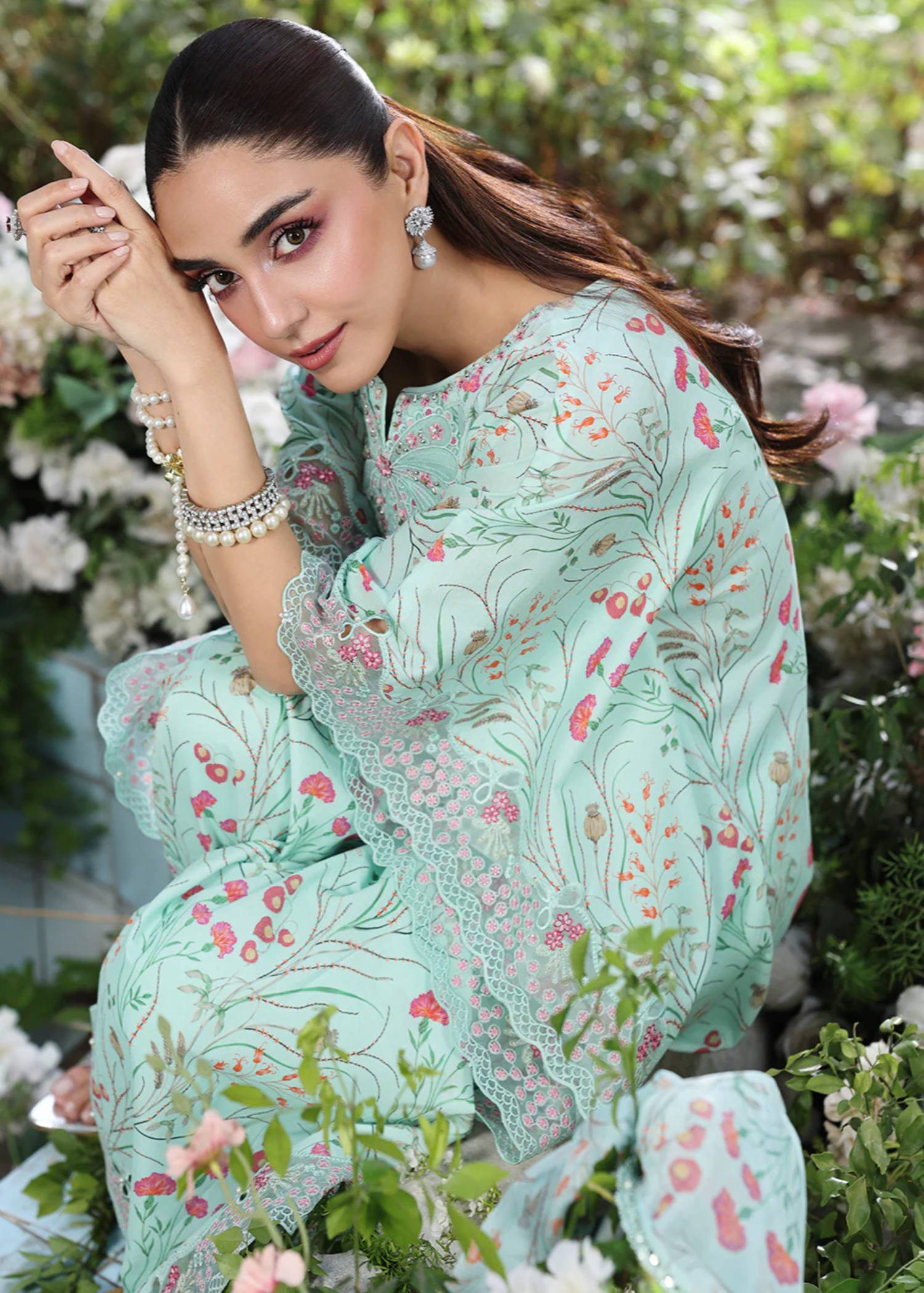lawn Kaftan in Aquamarine