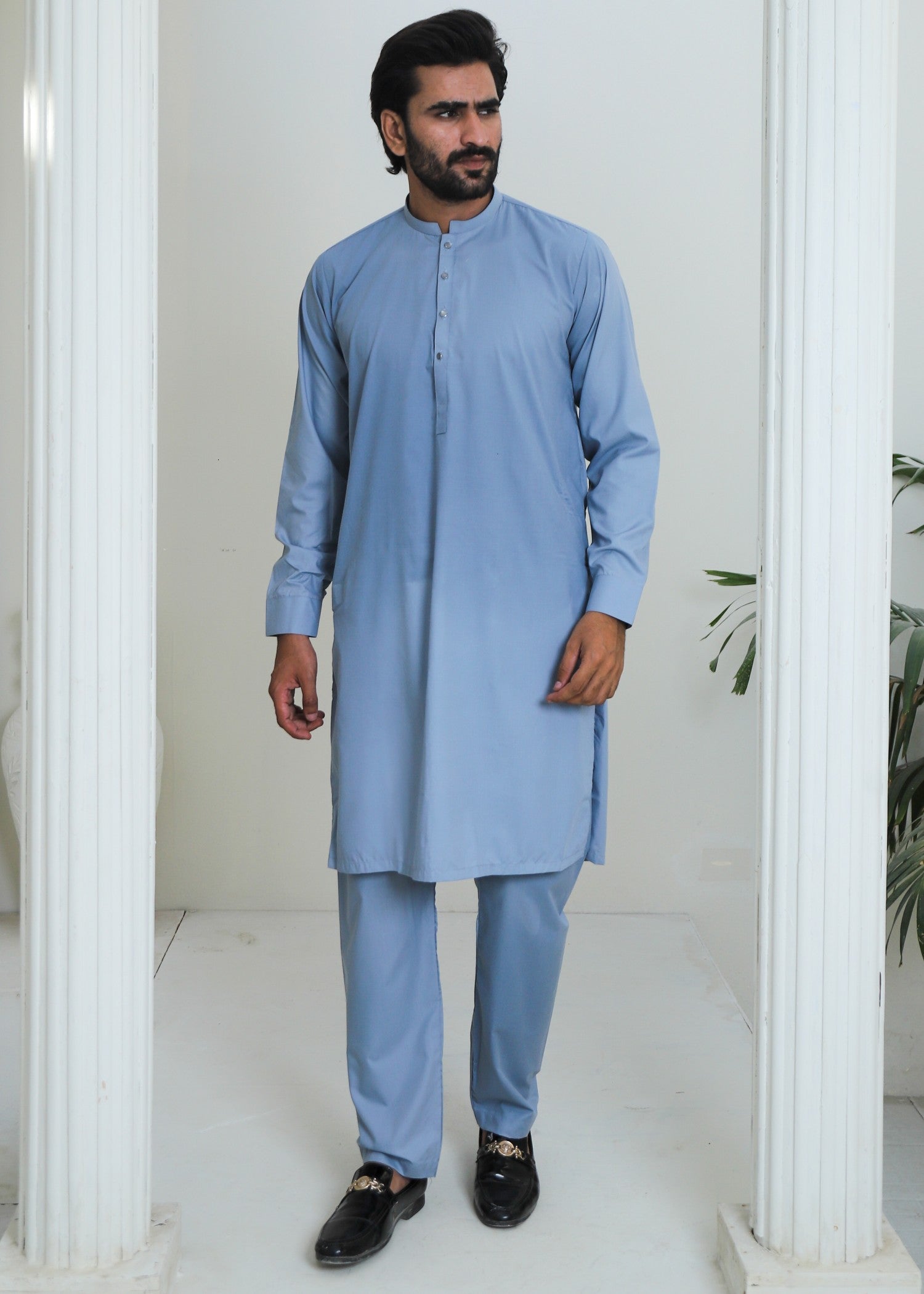 wash & wear Kurta Set in Arctic blue