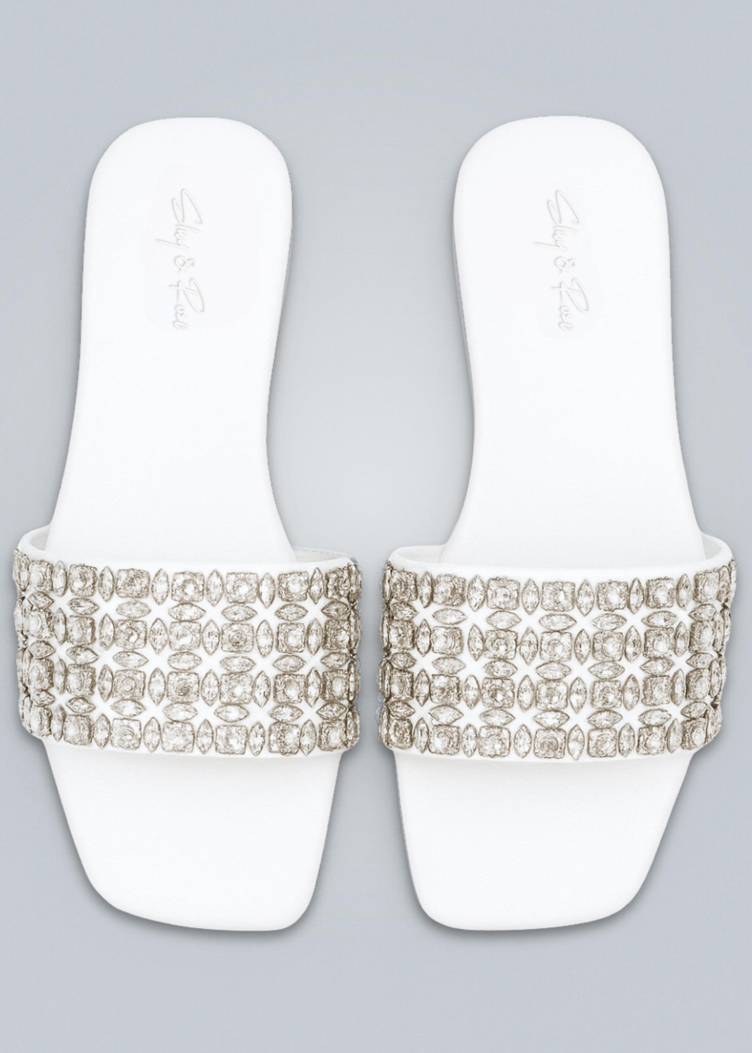 Slides in White by - High Quality Women Slides LXT8142