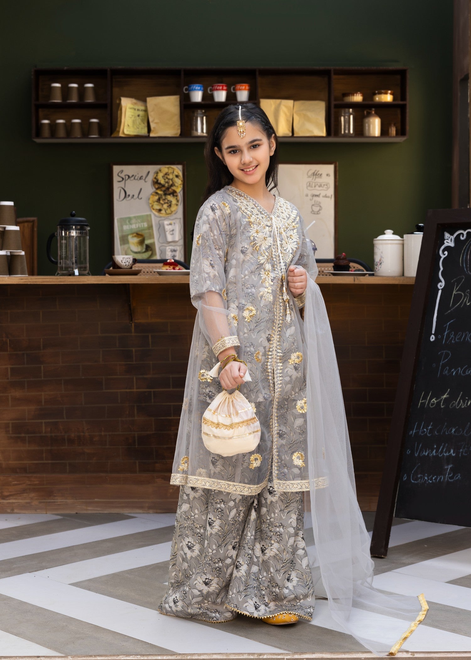 lawn Gown in Pastel grey