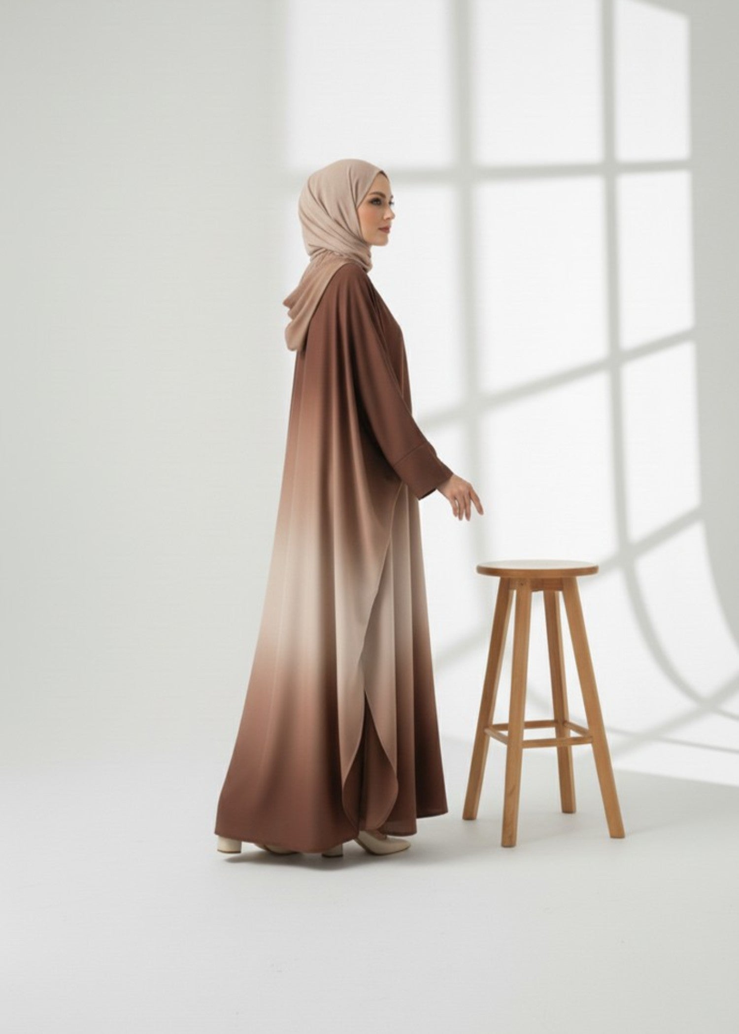 georgette Abaya in Brown