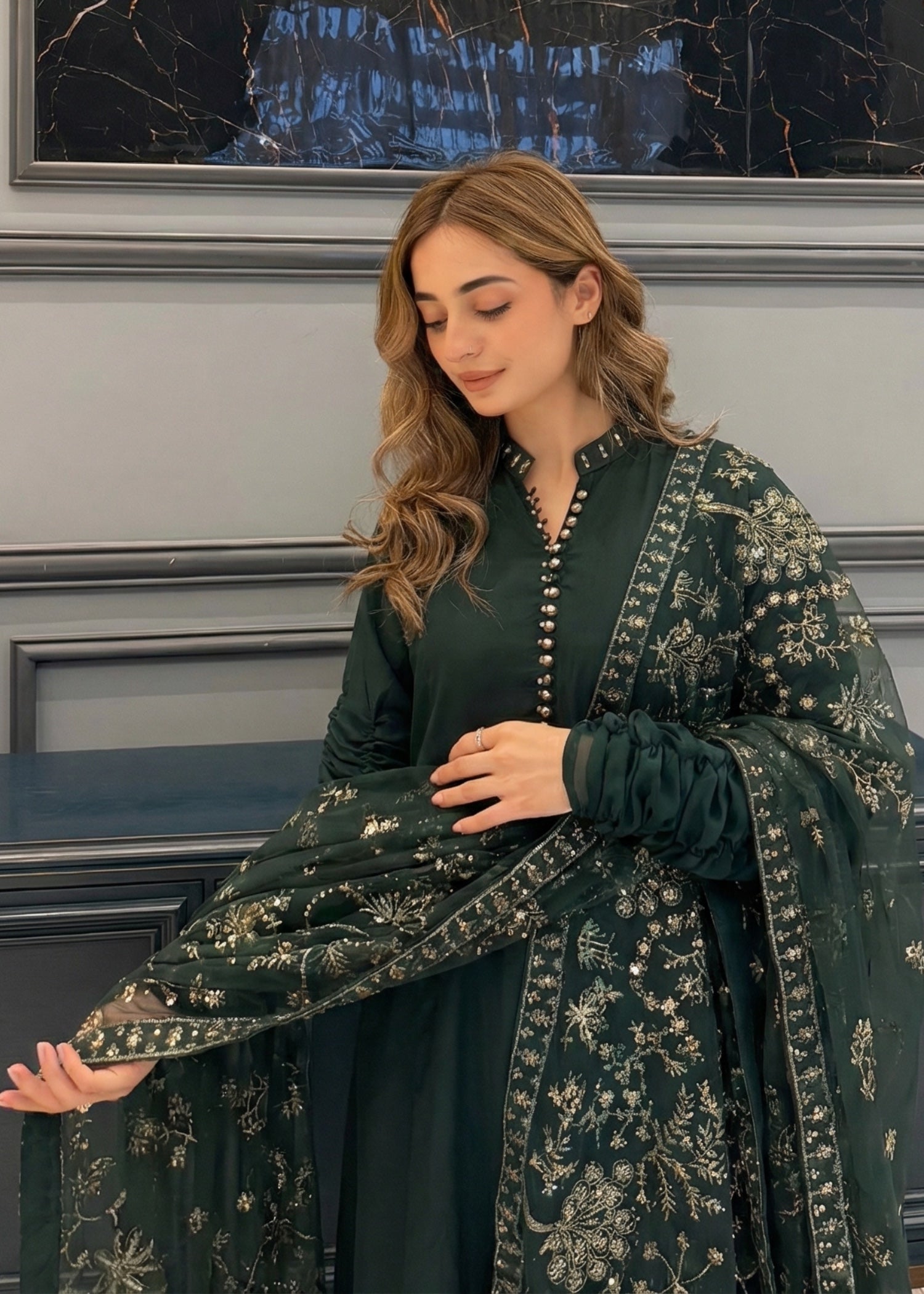 chiffon Maxi in Dark green